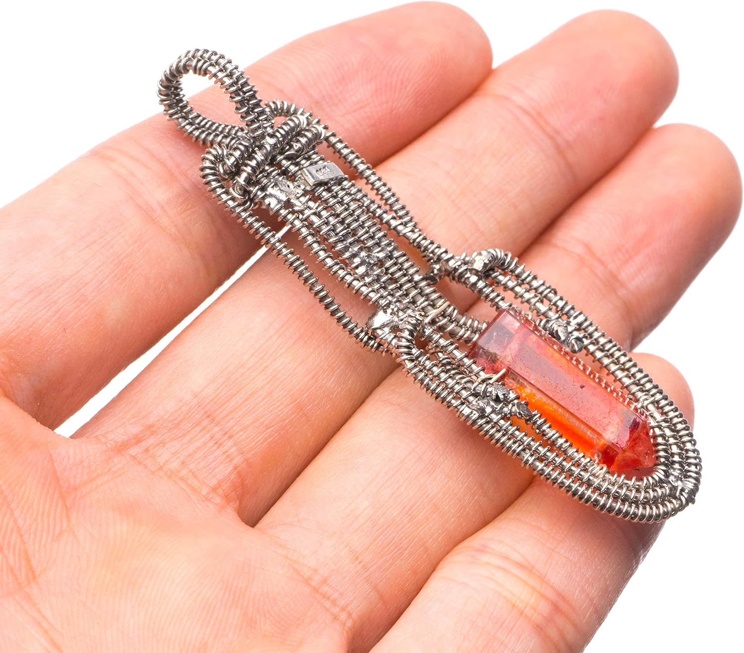 StarGems 925er Sterling Silber Dyed Aura Quartz Einzigartig Handgefertigt Anhänger 6,35cm Dyed Aura Quartz T1016