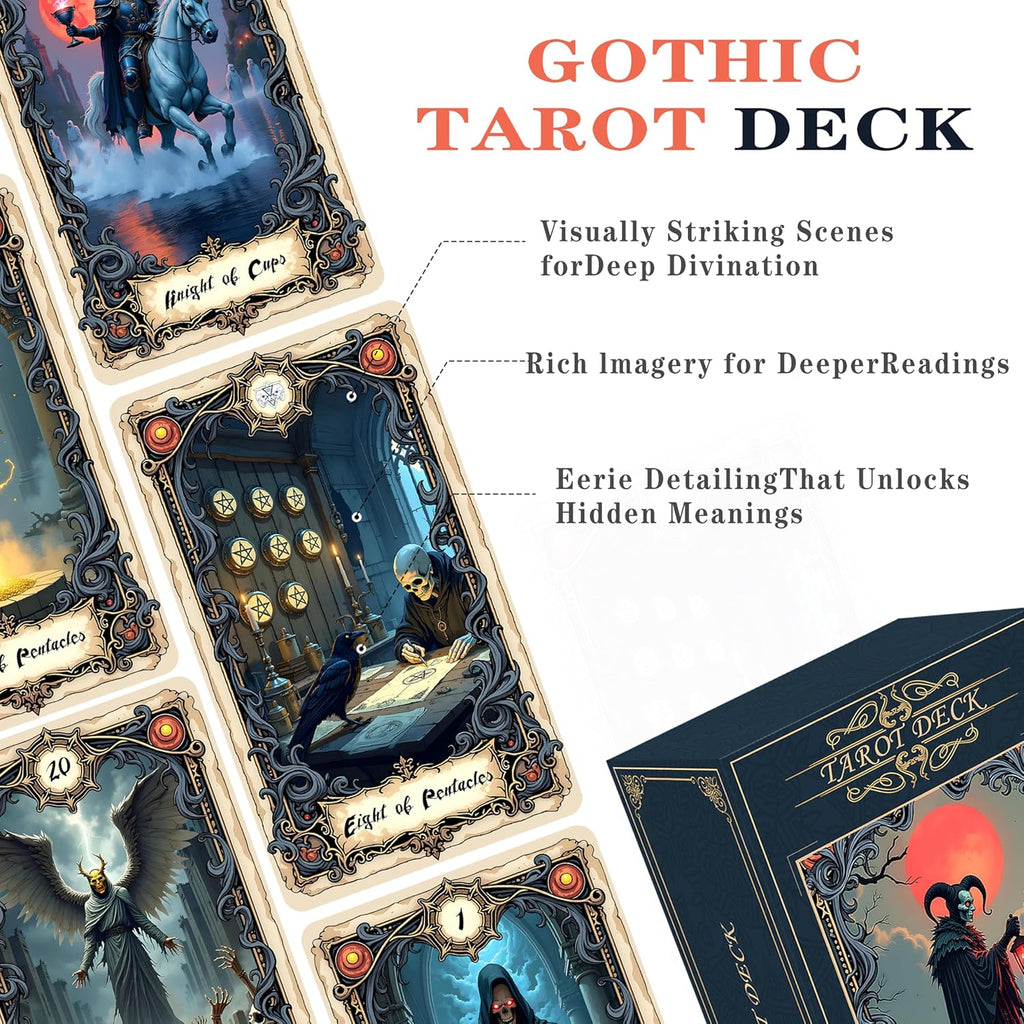 Gothic Tarot Deck, 78-Card Deck of Original Art - an intuitive Fortune-Telling and Spiritual Divination Tool for Both Beginners and Experts