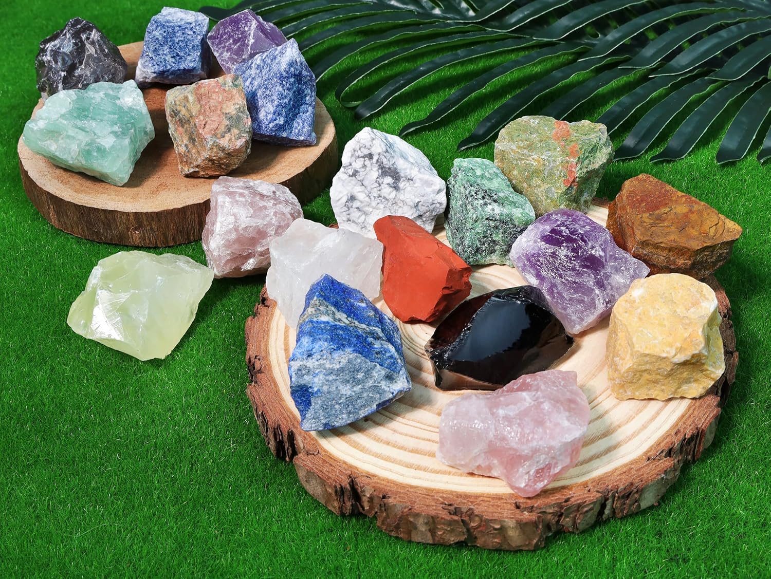 QINJIEJIE Unakite Kristall Große Rohkristalle 2 Stück 100% Rohstein natürliche Kristalle Premium Wasserstein für Meditation Reiki Dekosteine Cabbing Brunnenfelsen Polieren Wicca
