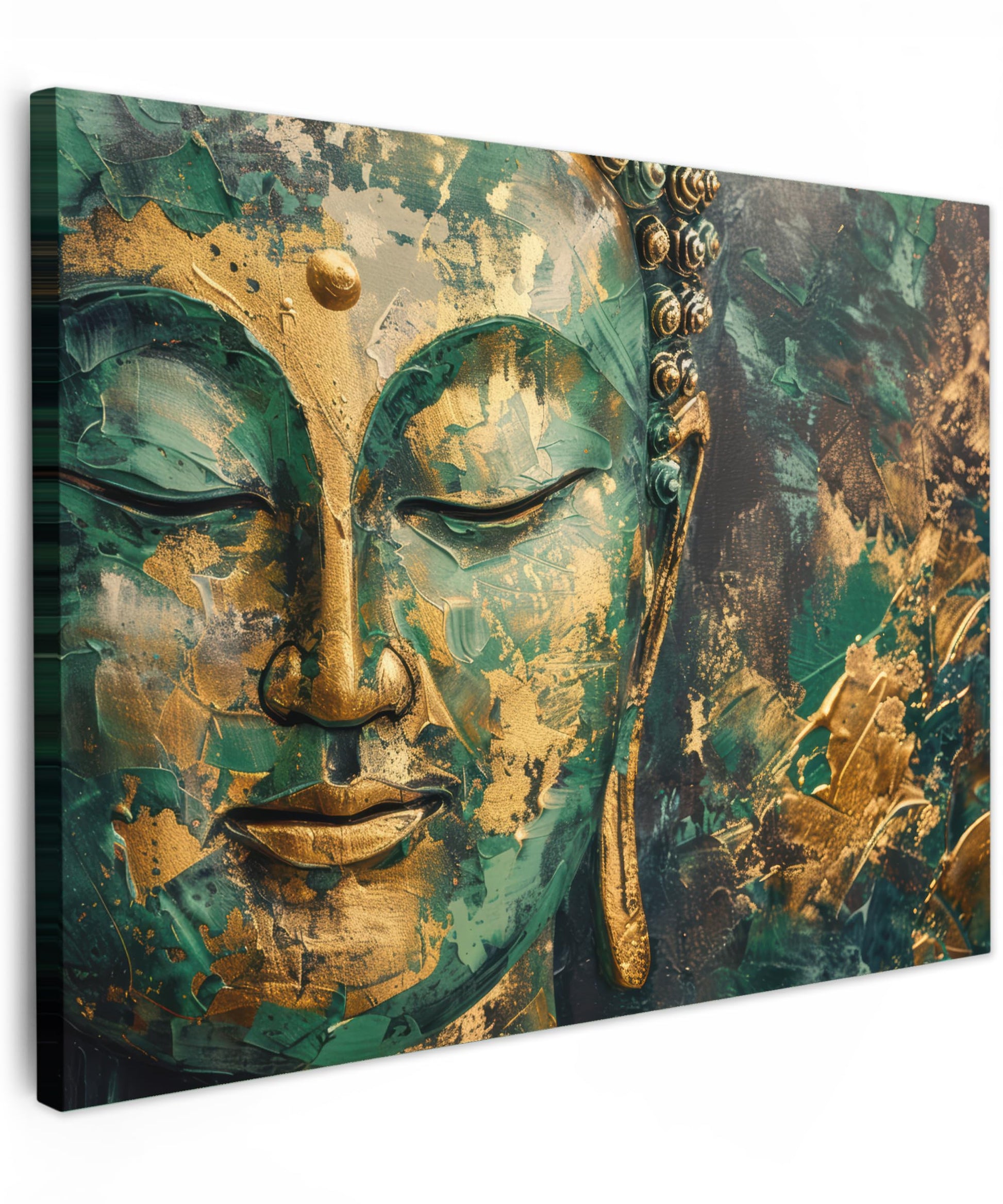 MuchoWow© Wall Pictures Large 120 x 80 cm XXL Bedroom Home Decoration Home Picture Living Room Photo Canvas Wall Pictures Canvas Wall Decor Buddha - Zen - Gold - Luxury - Spiritual