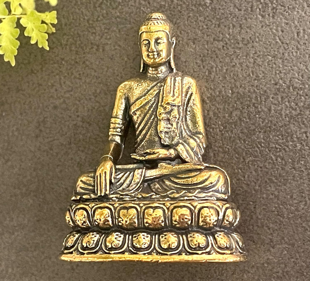 kleine sitzende Buddha Figur tragbar - Miniatur Statue aus Messing Tischdekor Meditation Figur Antique Home/Office