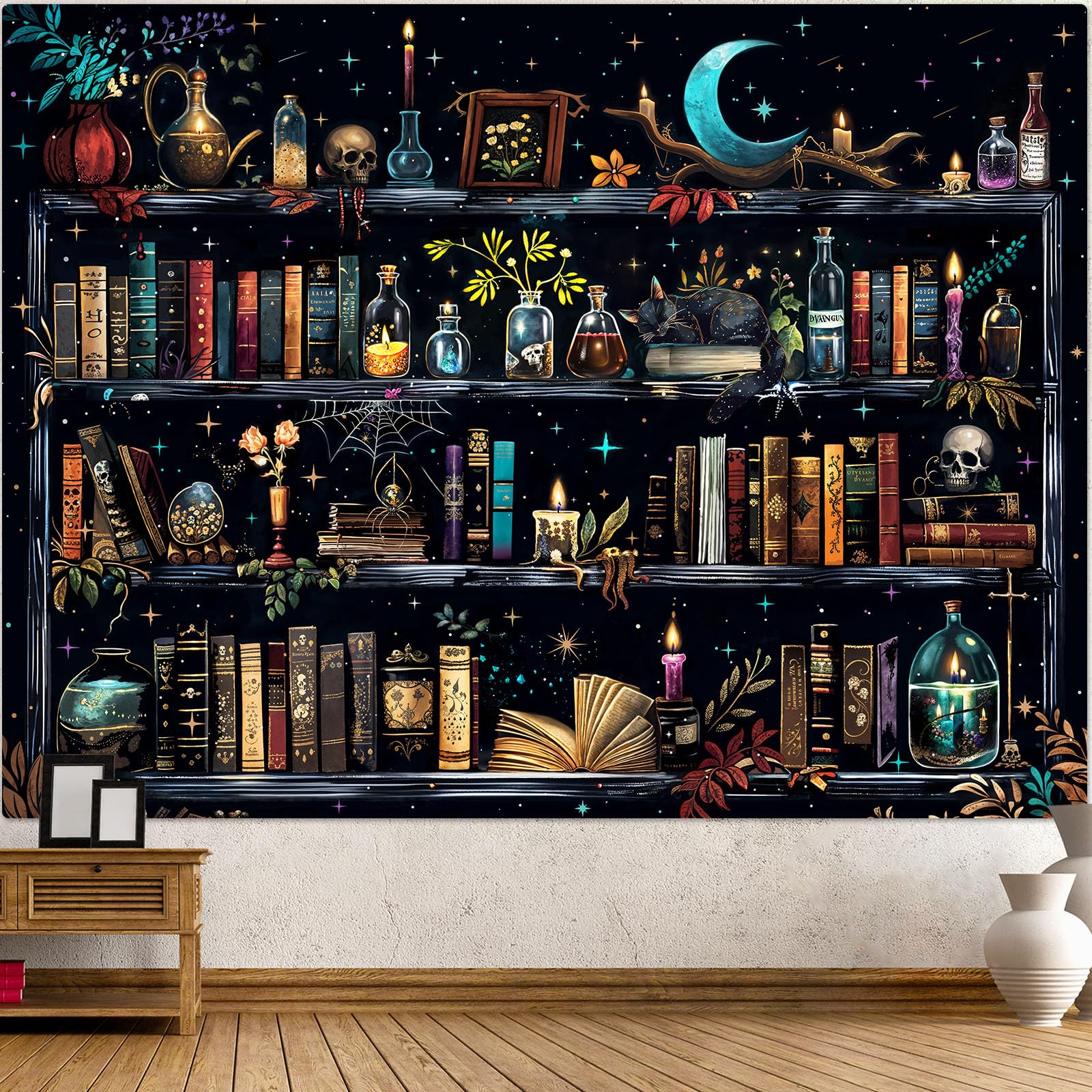 Accnicc Forest Library Tapestry Tree Bookshelf Tapestries Wall Hanging Vintage Fantasy Fairy Treehouse Book Large Tapestry for Bedroom Living Room Dorm Classroom 80 x 60 inch