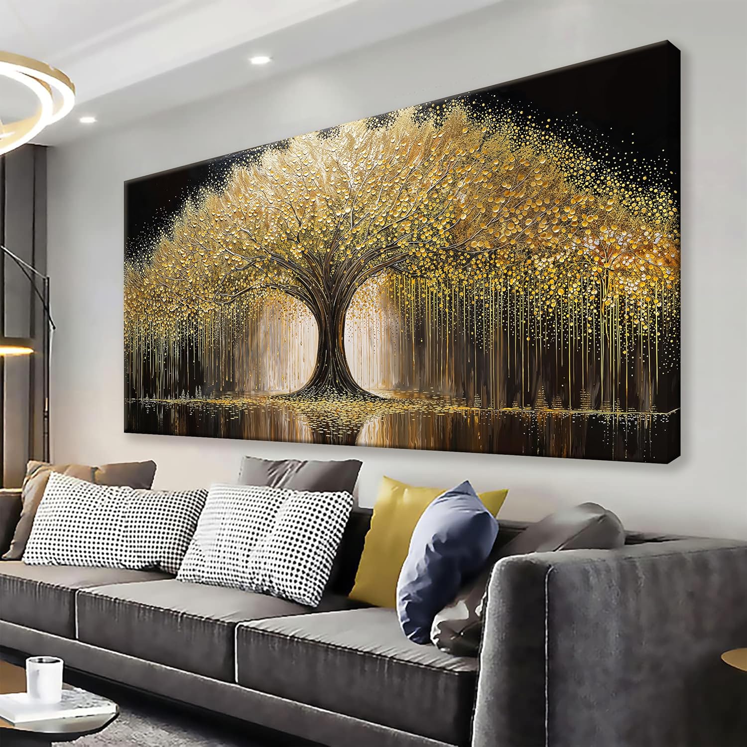 Golden Tree Of Life Wall Art Decor Modern Art Wall Decor Ready To Hang Artwork Canvas Wall Art For Bedroom Living Room Bathroom Office Kitchen Canvas Prints 20x40 Inch