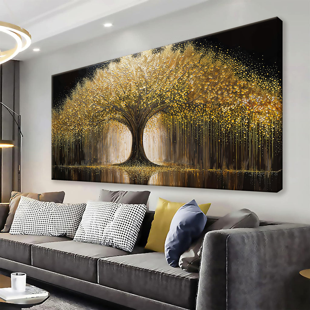Golden Tree Of Life Wall Art Decor Modern Art Wall Decor Ready To Hang Artwork Canvas Wall Art For Bedroom Living Room Bathroom Office Kitchen Canvas Prints 20x40 Inch