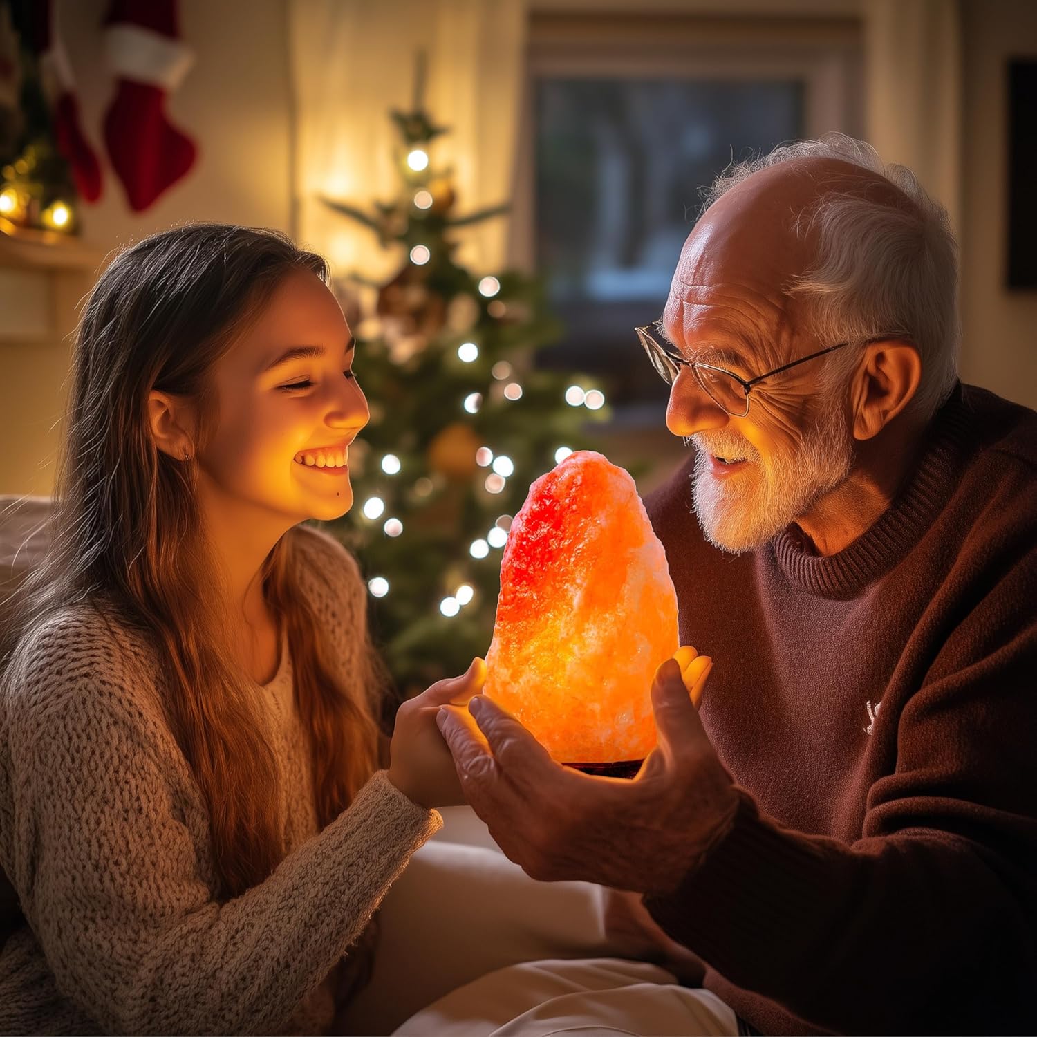 HAF Rosa Salzlampe Pyramide aus echtem Kristallsalz | Salzkristalllampe in Naturform | Salzsteinlampe auf Holzsockel aus der Salt Range Punjab | Dekorative Nachttischlampe für Wellness & Meditation