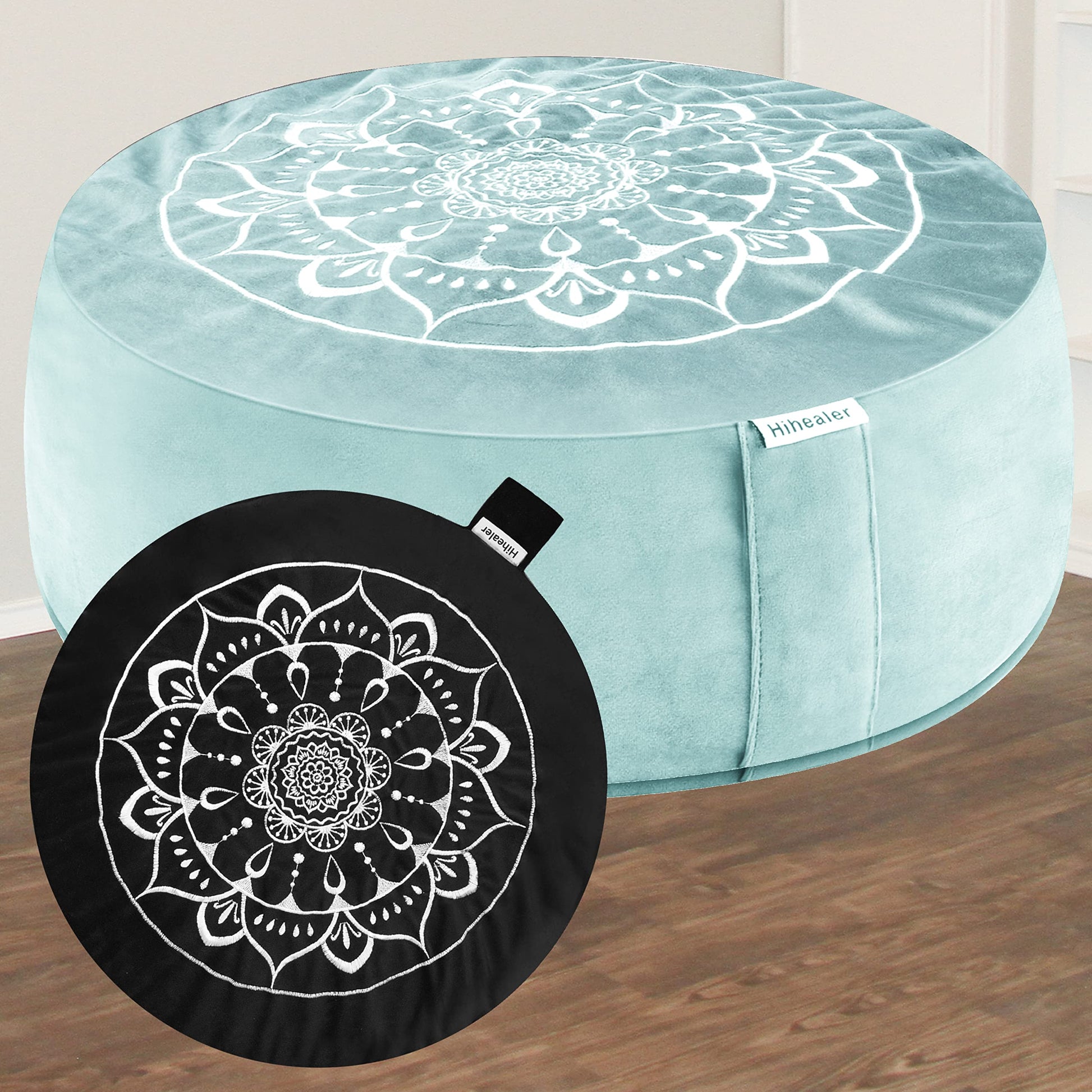 Hihealer Meditation Cushion, Traditional Tibetan Meditation Pillow Velvet Cover - Large Floor Cushion Seating for Adults - Yoga Buckwheat Bolster for Women、Moms