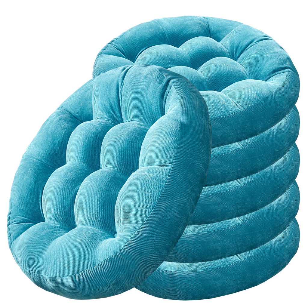 Degrees of Comfort Meditation Floor Pillow, Square Large Pillows Seating for Adults, Tufted Corduroy Thick Cushion for Living Room Tatami, Turquoise, 22x22 Inch