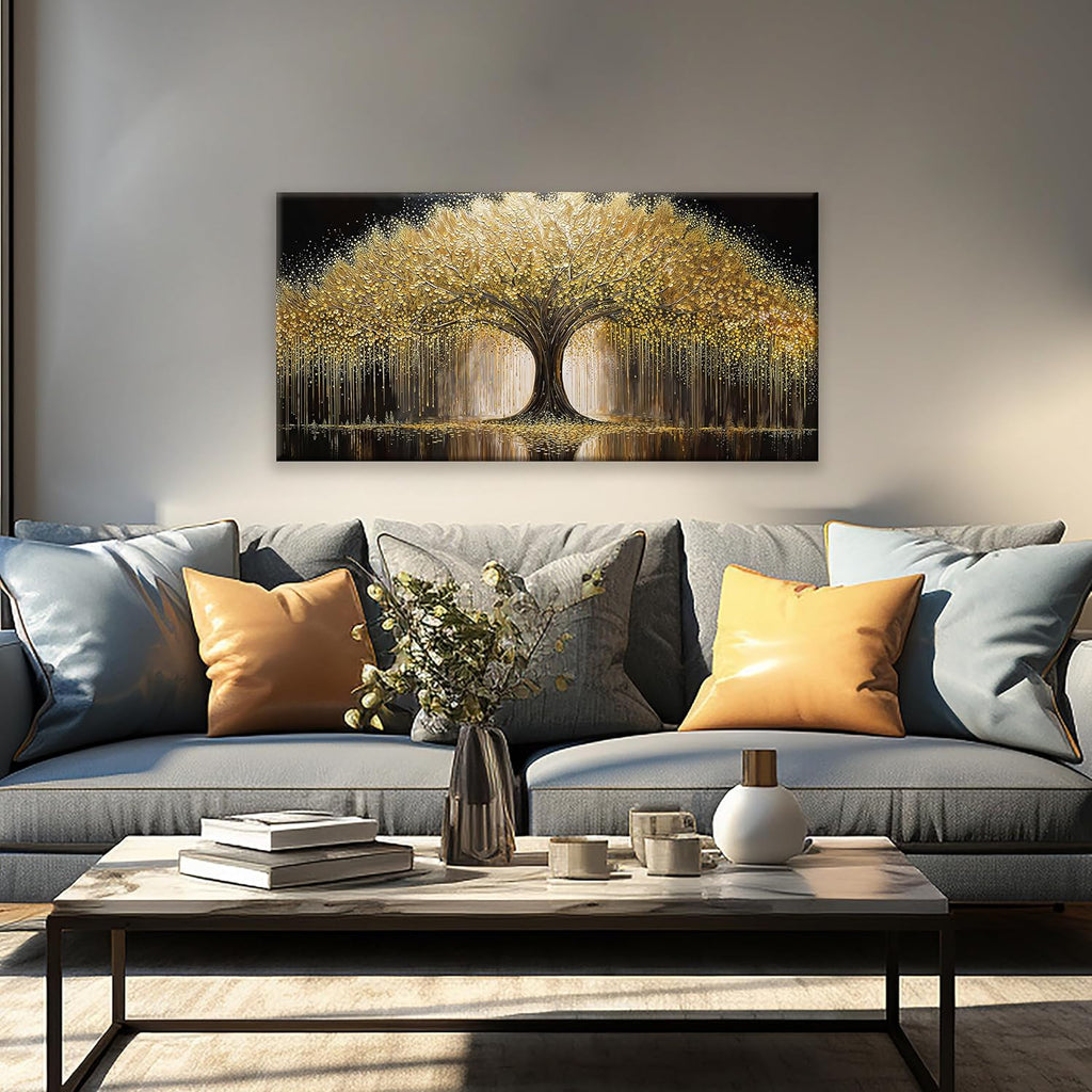 Golden Tree Of Life Wall Art Decor Modern Art Wall Decor Ready To Hang Artwork Canvas Wall Art For Bedroom Living Room Bathroom Office Kitchen Canvas Prints 20x40 Inch