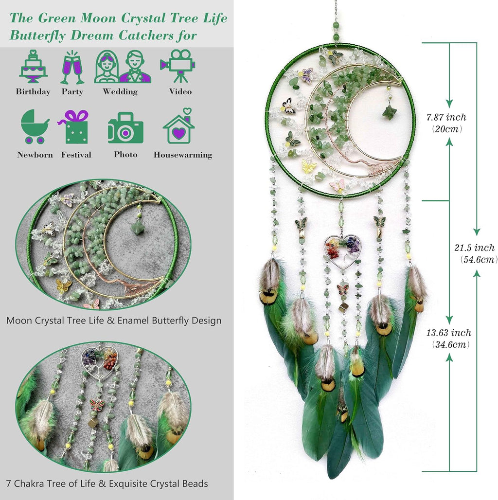 Boho Dream Catchers Moon Crystal Tree of Life Dreamcatcher Wall Decor