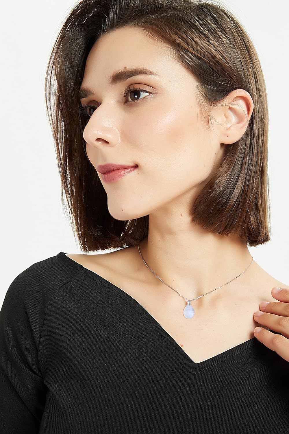 COAI Damen Kristall Kette aus Mondstein Anhänger mit 925 Silberkette