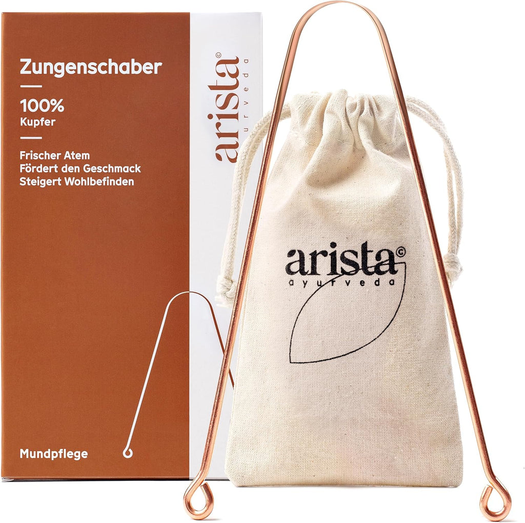 Arista Zungenreiniger aus Kupfer, Zungenschaber Kupfer, Mundgeruch Bekämpfen, Ayurvedischer Zungenschaber, Zungenreiniger Kupfer, Antimikrobielle Wirkung, Zungenkratzer, Zungenreiniger Ayurveda