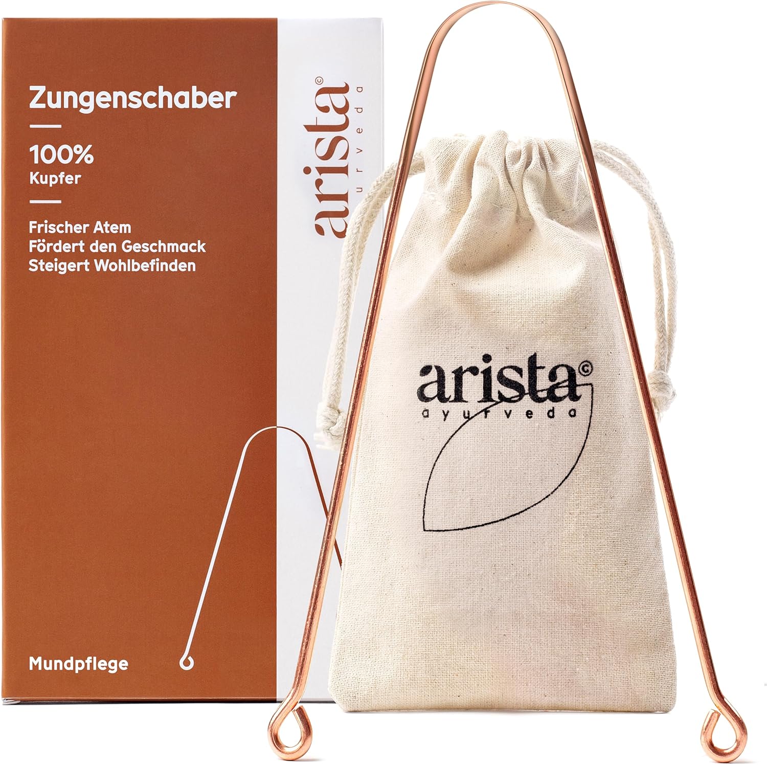 Arista Zungenreiniger aus Kupfer, Zungenschaber Kupfer, Mundgeruch Bekämpfen, Ayurvedischer Zungenschaber, Zungenreiniger Kupfer, Antimikrobielle Wirkung, Zungenkratzer, Zungenreiniger Ayurveda