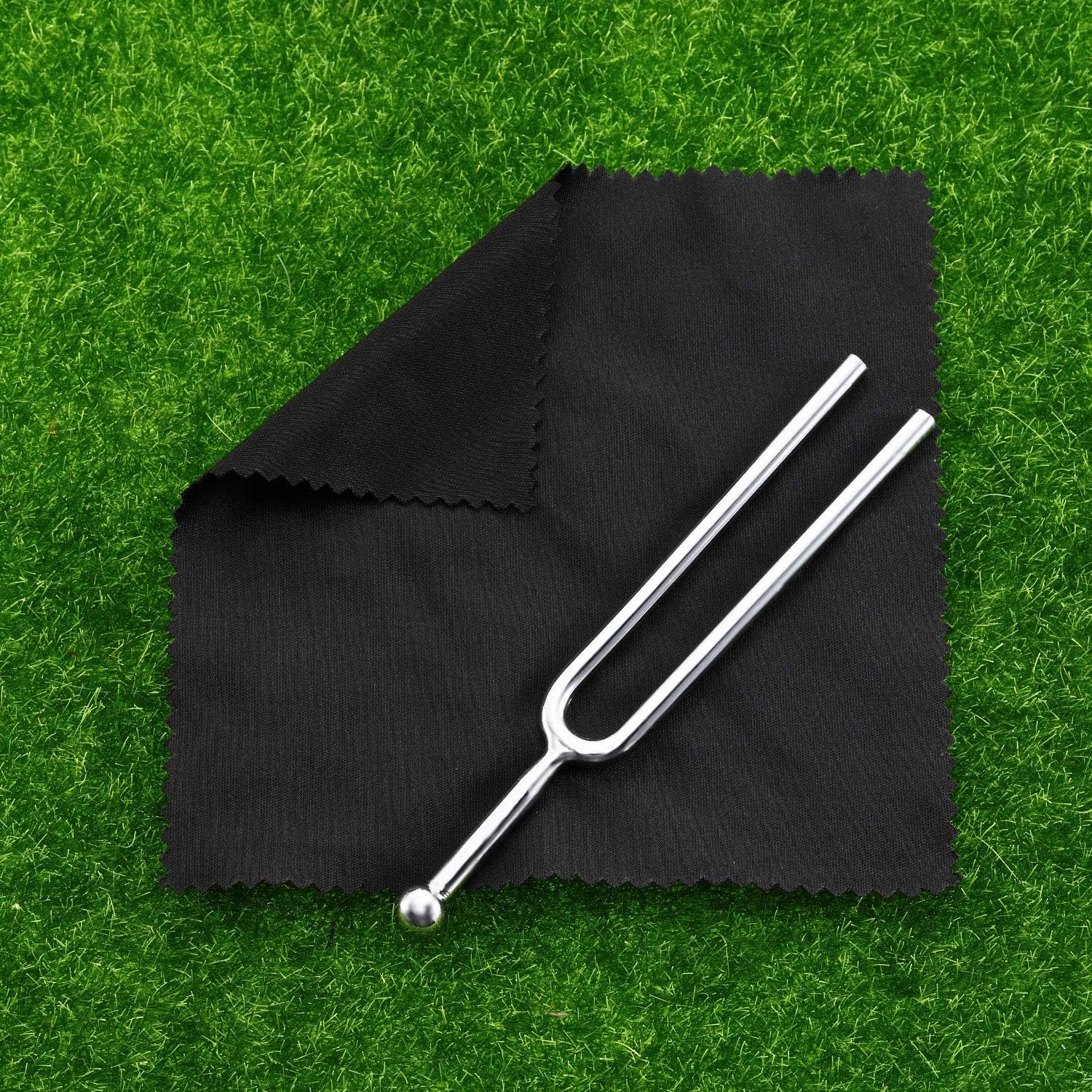 Tuning Fork with A440Hz Stainless Steel Tuning Fork, Cleaning Cloth and Black Storage Bag for Musical Standard Instruments Violin Guitar Tuner Devices