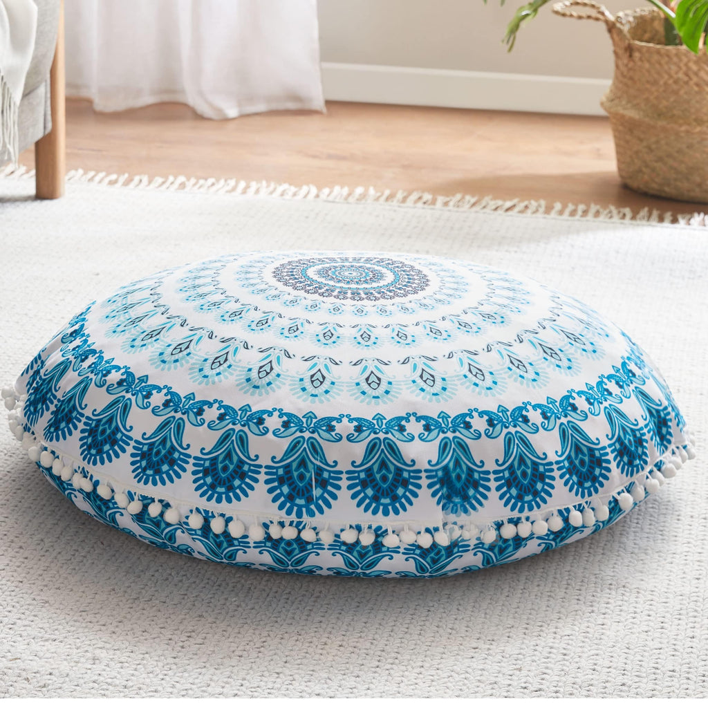 Codi Meditation Floor Pillow Set of 2, Round Large Pillows Seating for Adults, Bohemian Mandala Circle Cushion for Outdoor Fireplace Yoga Living Room, 32 Inch, Memory Foam Added, Purple Orchid New