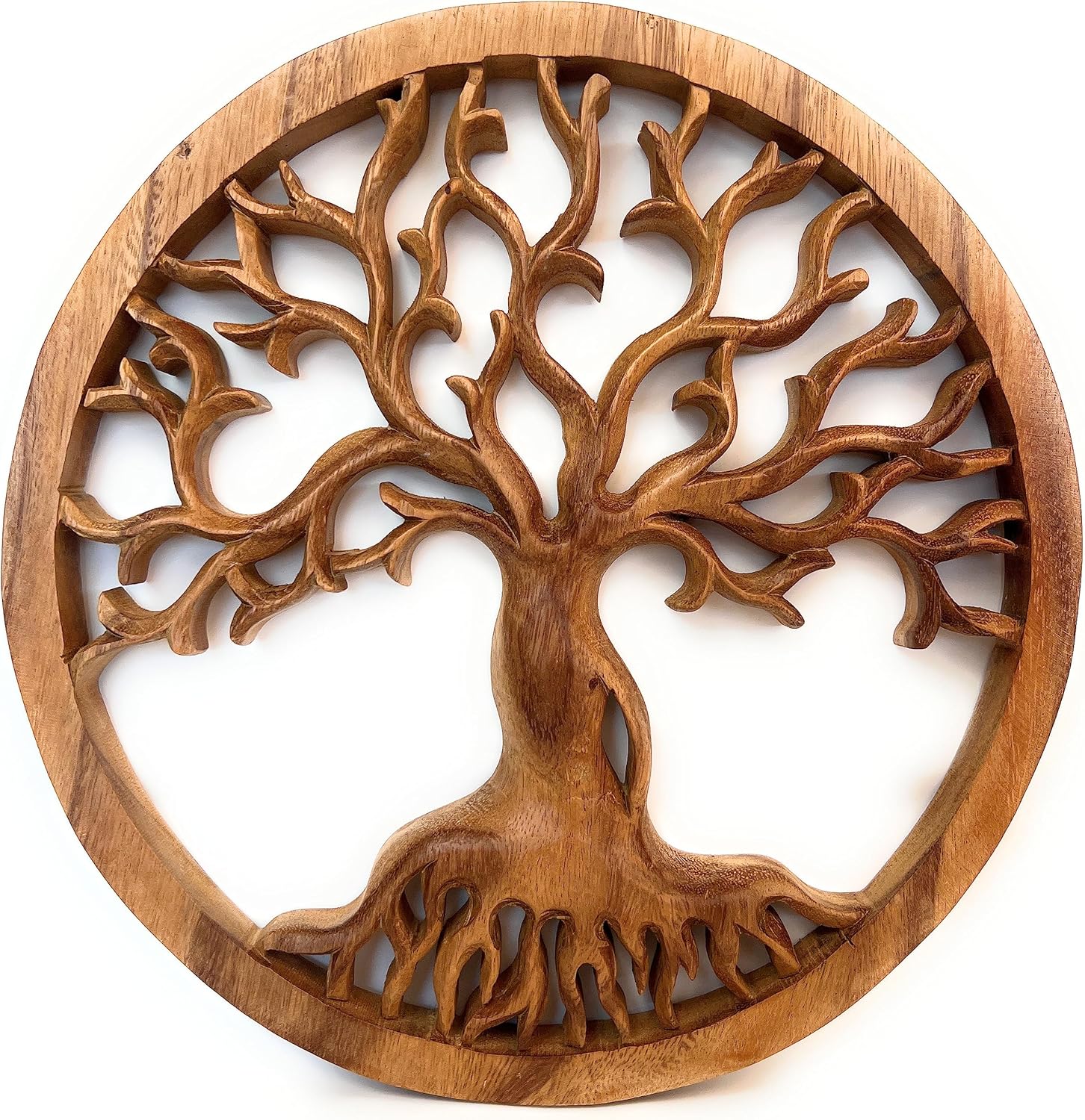 Trintura Lebensbaum Wanddeko Holz – 20 cm Baum des Lebens aus Akazienholz – Wikinger Deko, Wandbild Holz, Wandskulptur, Naturholz Deko, Tree of Life, Wandbild Geschenkidee