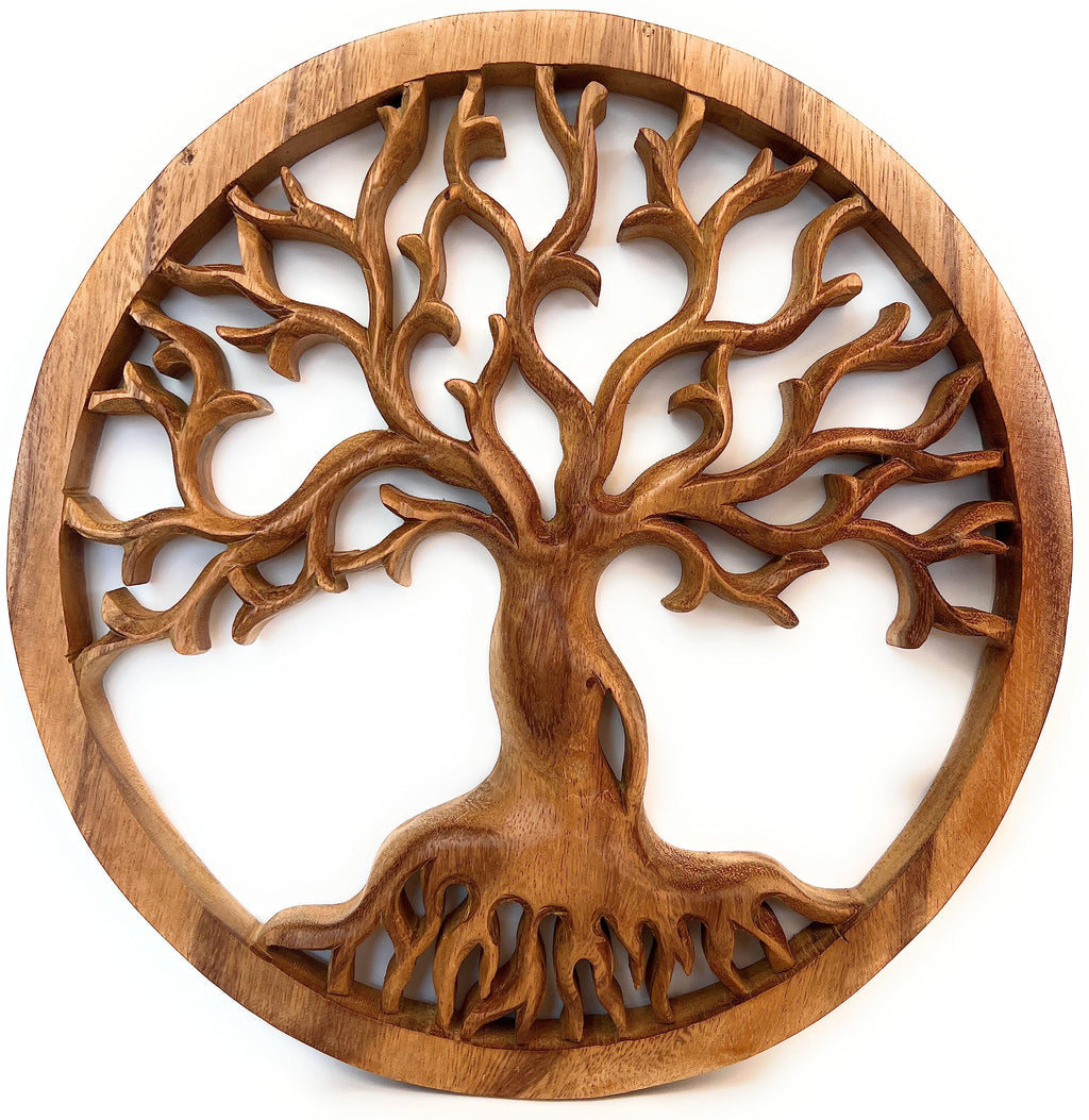 Trintura Lebensbaum Wanddeko Holz – 20 cm Baum des Lebens aus Akazienholz – Wikinger Deko, Wandbild Holz, Wandskulptur, Naturholz Deko, Tree of Life, Wandbild Geschenkidee