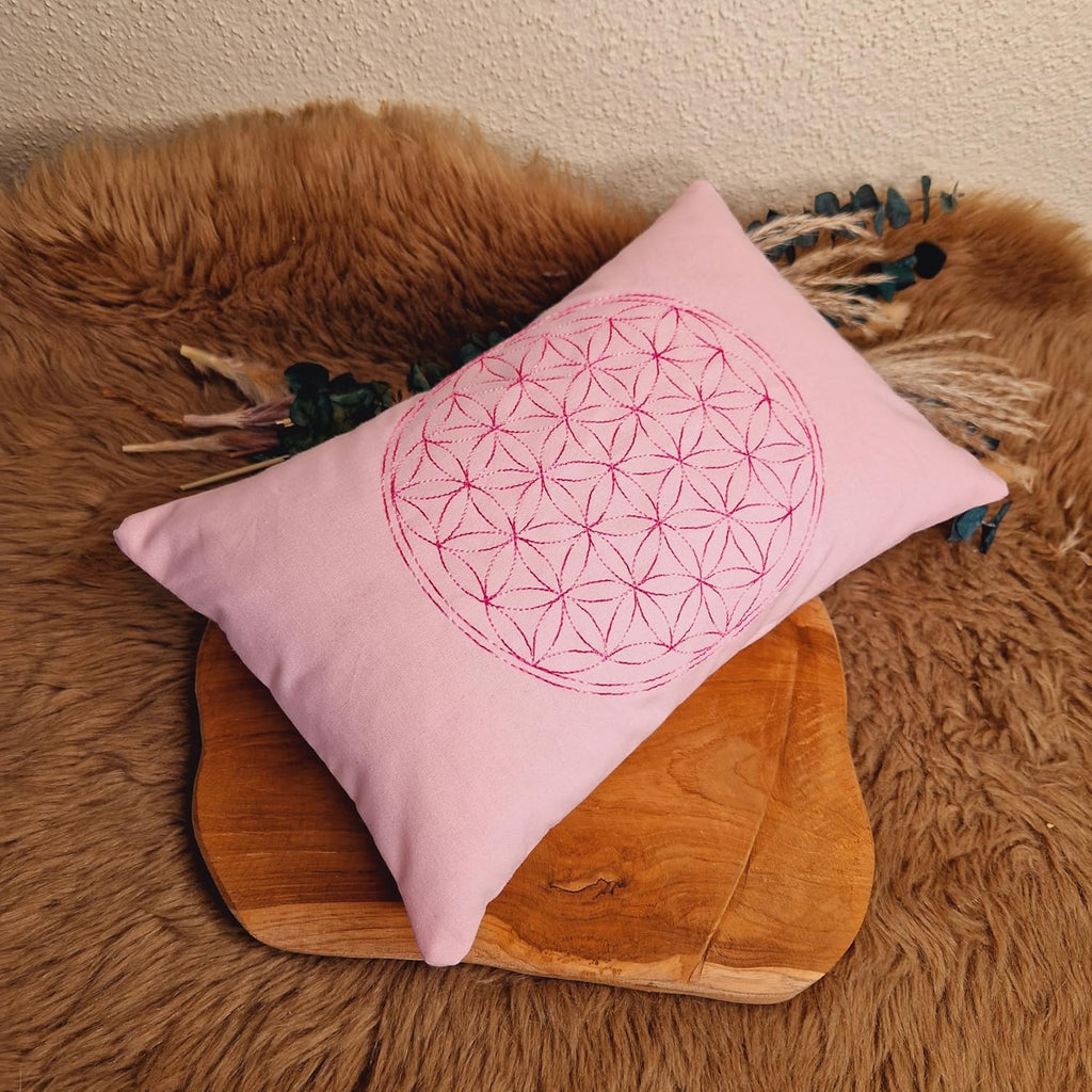Small Cushion - Meditation - Yoga - Flower of Life - Pink