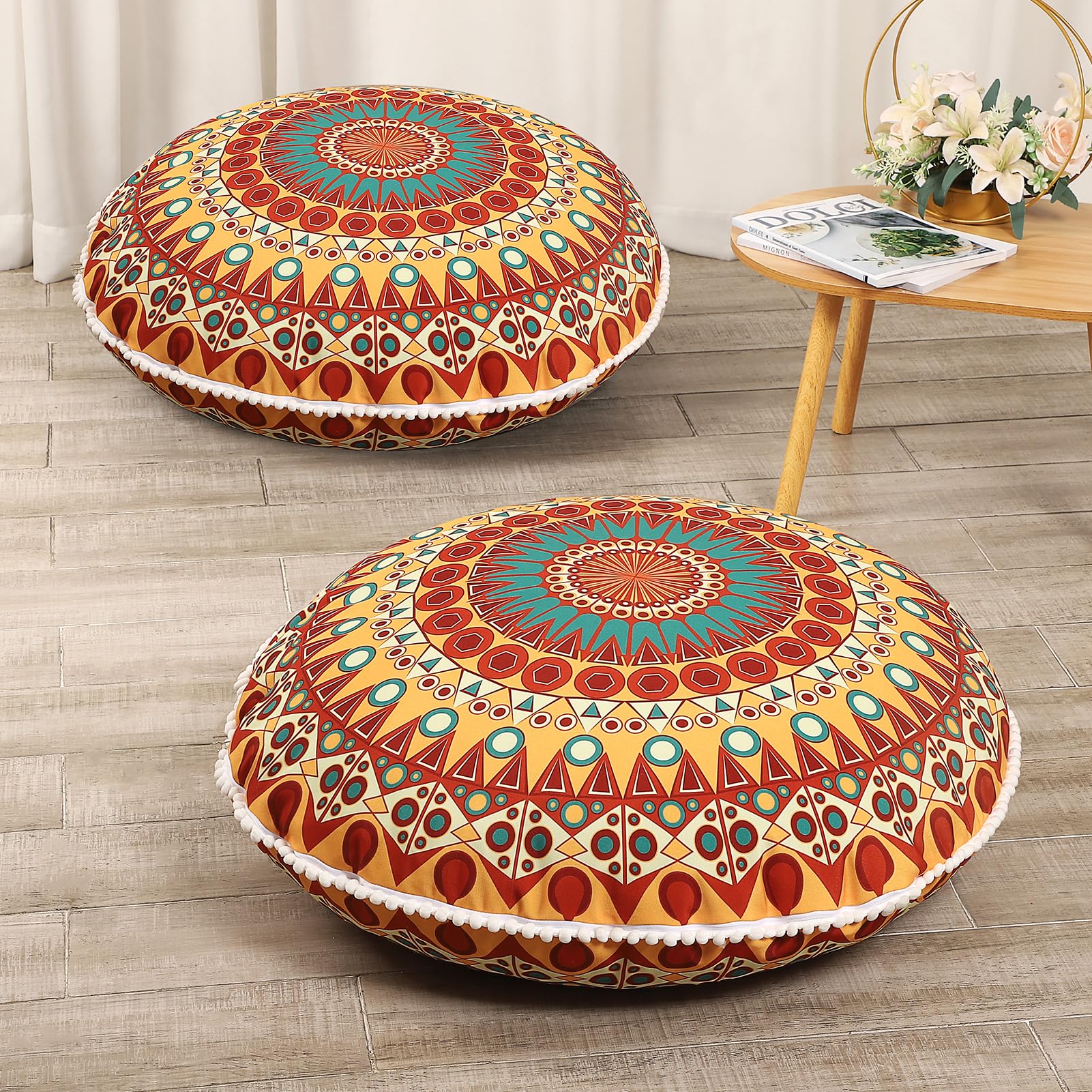 32 inches Meditation Floor Cushion for Adults, Round Large Thick Floor Pillow, Memory Foam Filling, Navy Blue