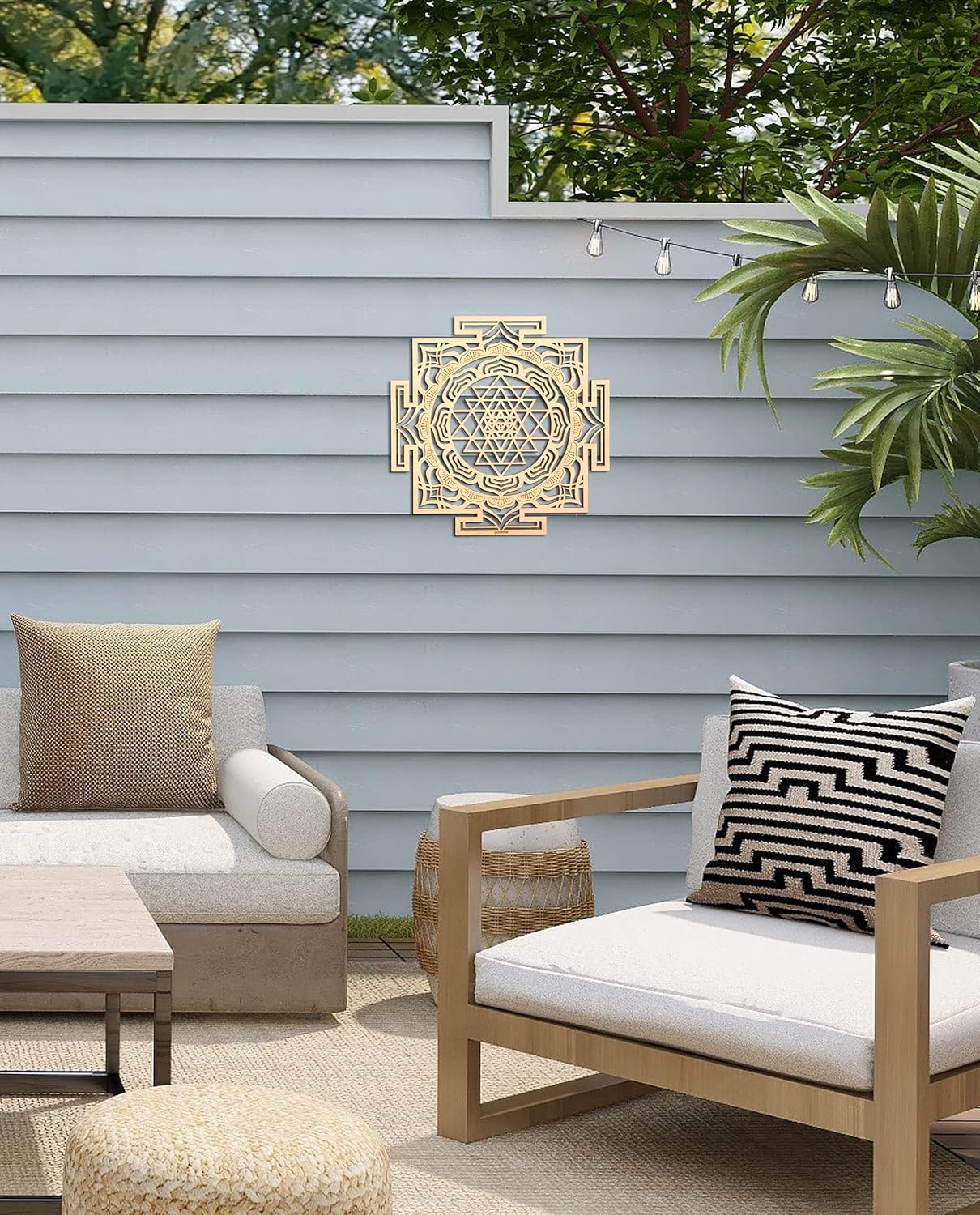 Qallicon Sri Yantra Mandala Sacred Geometry Wall Art Crystal Grid Chakra Wood Yoga Wall Decor Meditation Altar Zen Spiritual Gifts