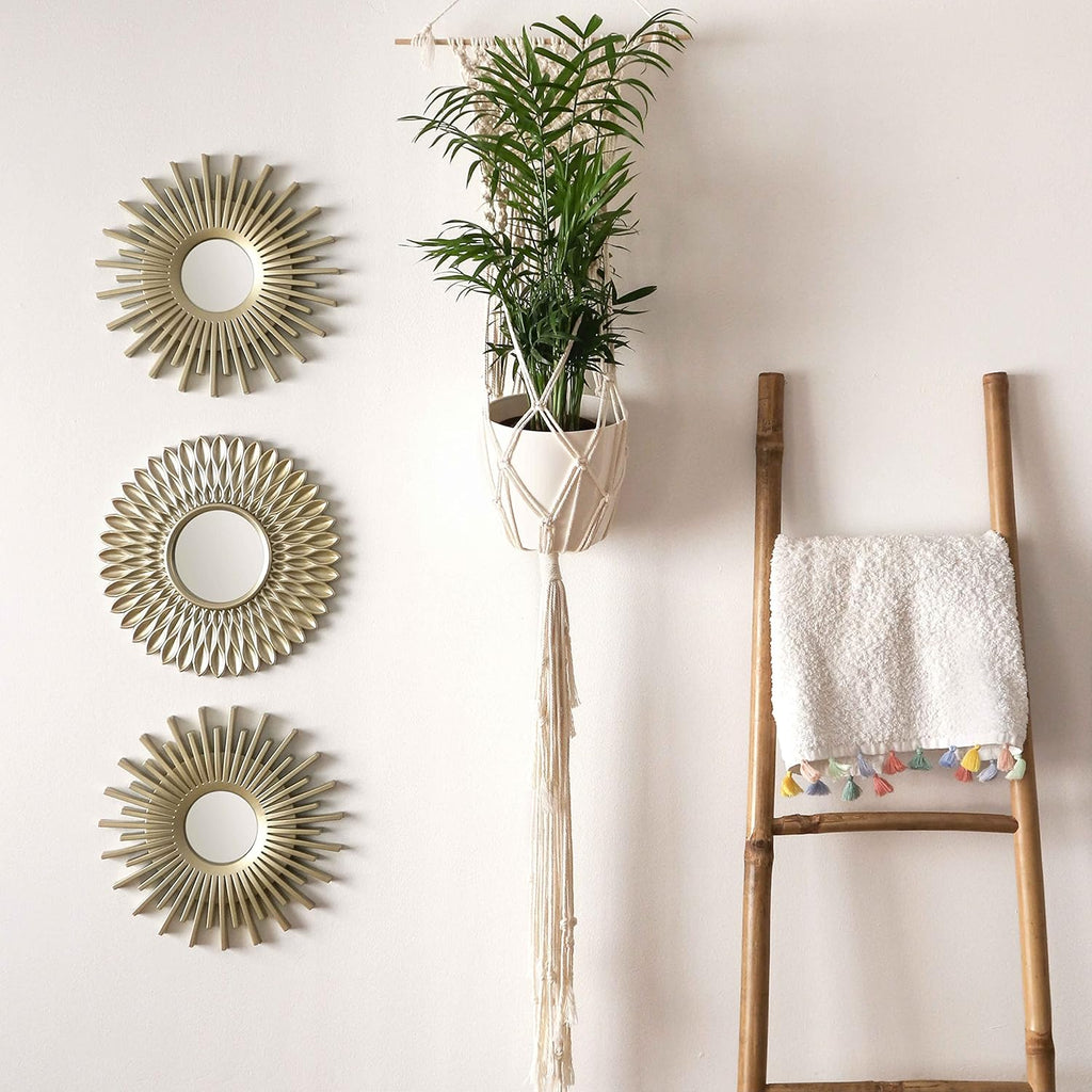 BONNYCO Spiegel Rund Gold 3 Stück Spiegel Klein Wanddeko Wohnzimmer Haus Schlafzimmer | Wandspiegel zum Aufhängen Deko | Dekorative Wandspiegel Vintage,Originelles Geschenk für Frauen Mama
