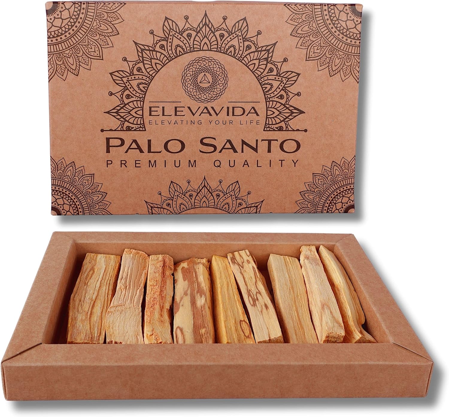 ELEVAVIDA Palo Santo 90g (9–11 Stäbe) aromatisch duftendes Räucherholz aus Peru, nachhaltig gesammelt zur Entspannung, Meditation, energetische Reinigung von Räumen - Bursera Graveolen - heiliges Holz