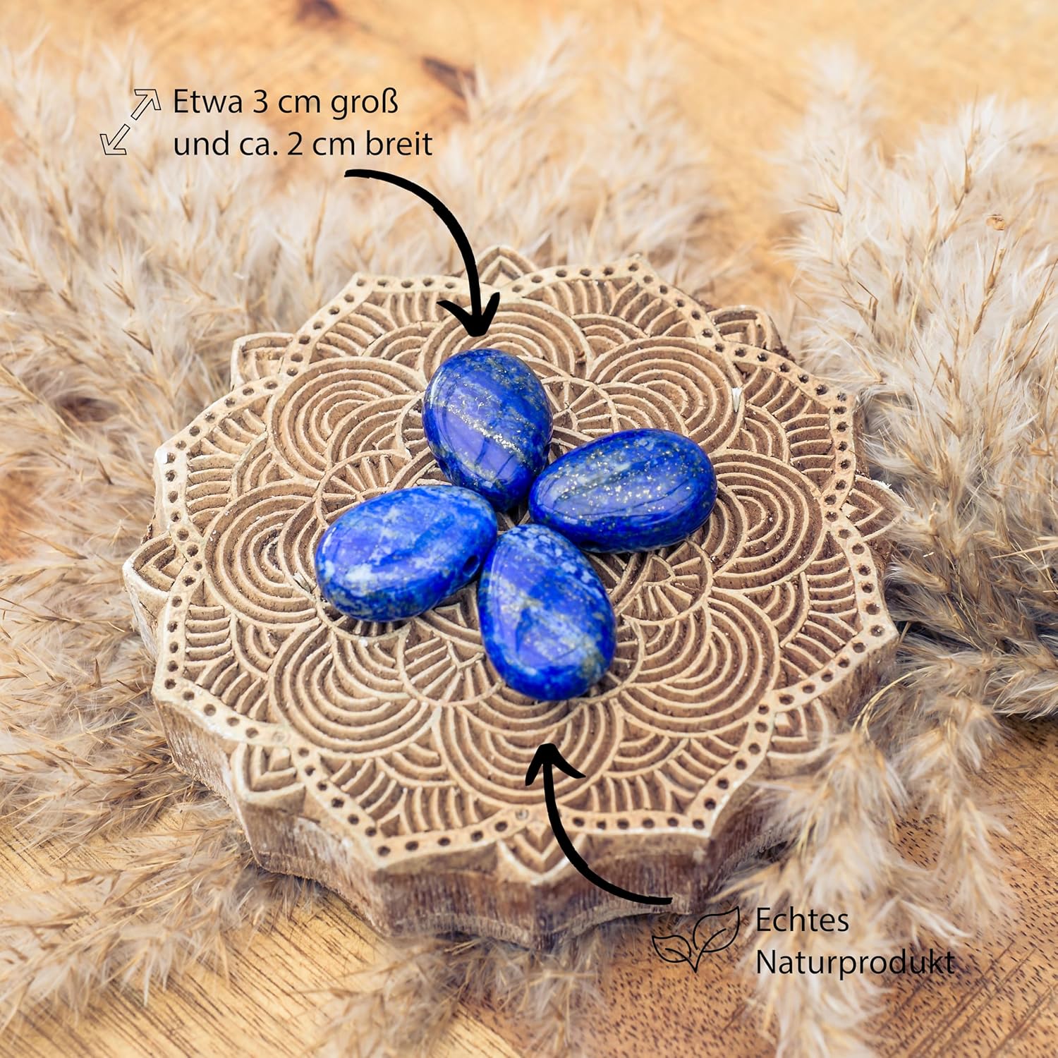 Lebensquelle Plus Lapis Lazuli Drop Pendant | Drilled Drop Tumbled Stone Pendant with Cotton Cord | High-Quality Gemstone Pendant