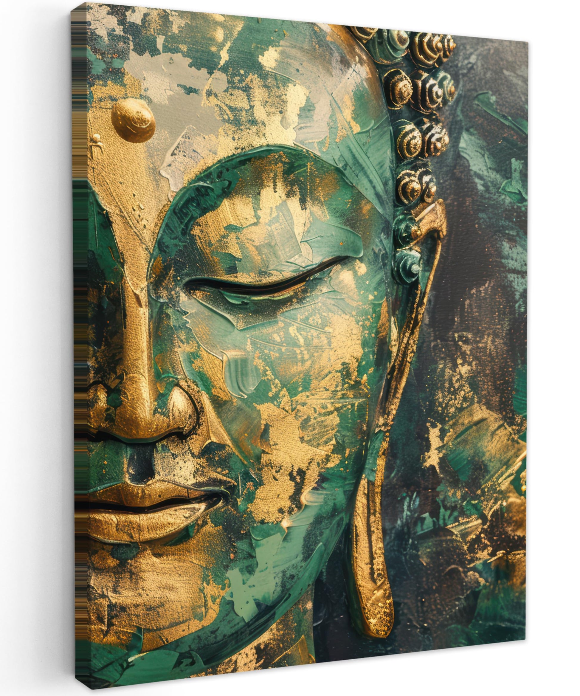 MuchoWow© Wall Pictures Large 120 x 80 cm XXL Bedroom Home Decoration Home Picture Living Room Photo Canvas Wall Pictures Canvas Wall Decor Buddha - Zen - Gold - Luxury - Spiritual