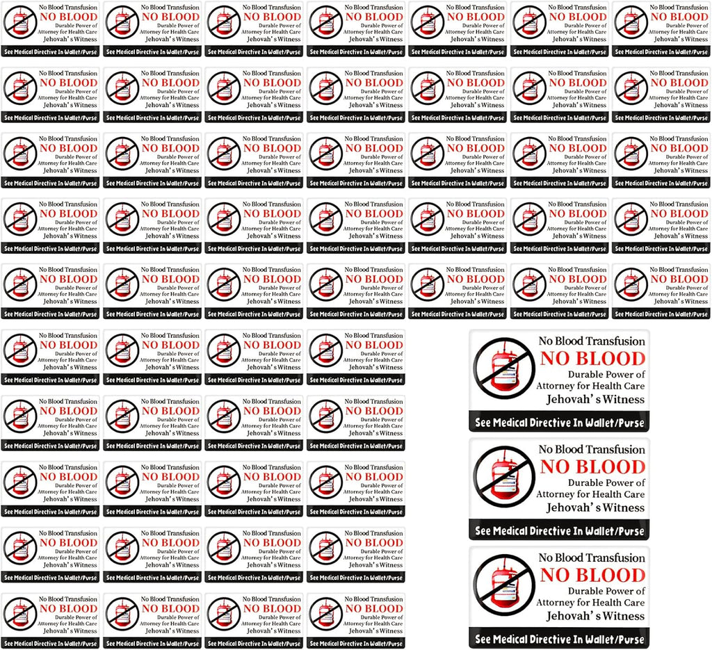 Pack of 50 Jehovah's Witness No Blood Stickers JW No Blood Transfusion Stickers JW Meeting Accessories from Mobile Phone Ministry Supplies Sticker Gifts for JW.org Pioneer Convention Children Women