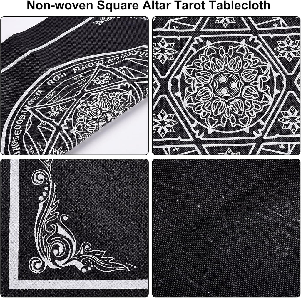 CREATCABIN Altartuch Mond Sonne Stern Pentagramm Himmlisches Tarot-Deck Spiritueller Wandteppich Tischdecke Macht Heiliges Tuch Astrologie Für Wahrsagen Premium-Hexereizubehör Pagan 19.29x19.29 cm