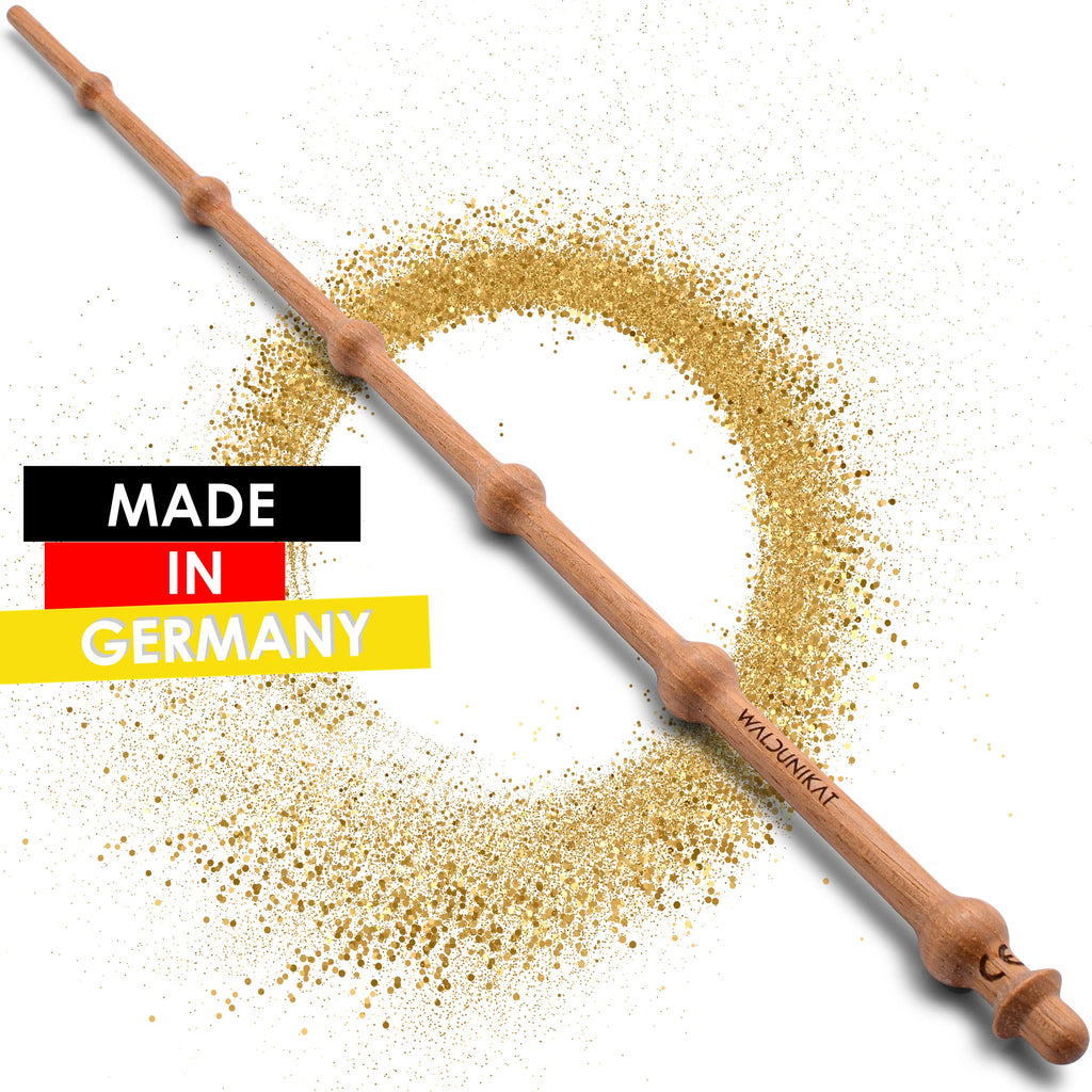WALDUNIKAT® Zauberstab aus Holz – Made in Germany – Spielzeug, Geburtstags-Geschenk, Deko, Kostüm für Erwachsene, Kinder, Damen, Herren, Mädchen (No. 1 - Schwarz-Glitzer)