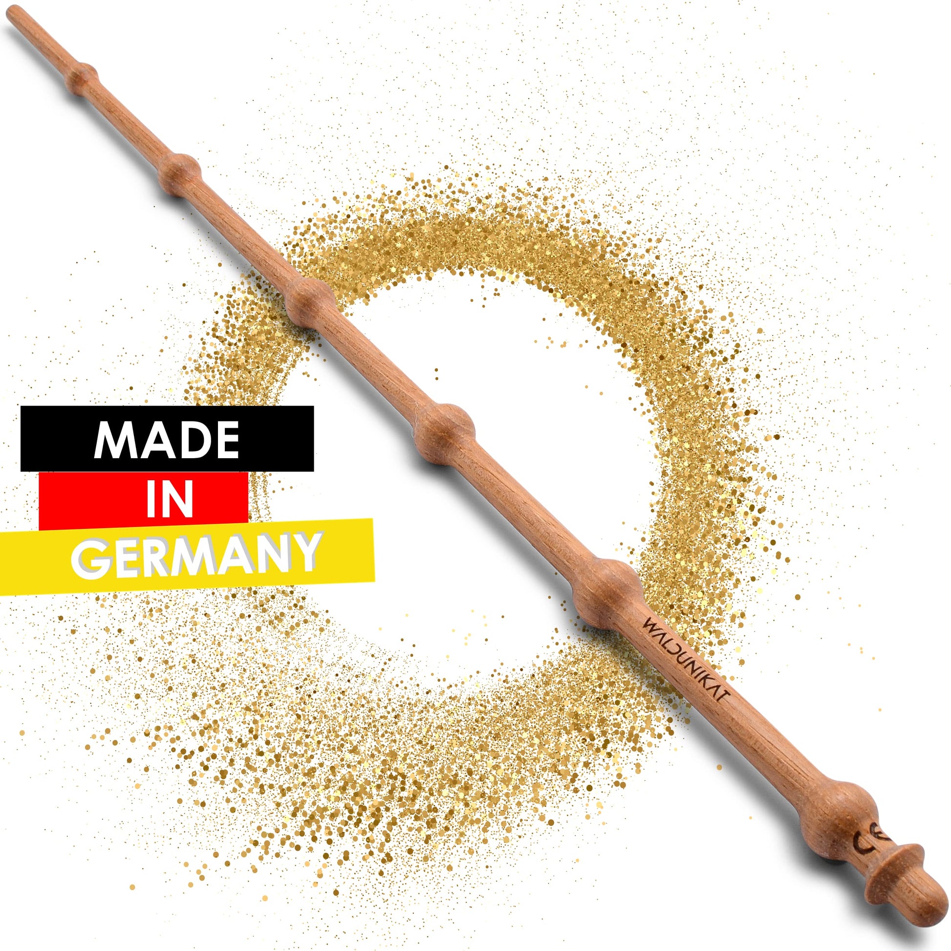 WALDUNIKAT® Zauberstab aus Holz – Made in Germany – Spielzeug, Geburtstags-Geschenk, Deko, Kostüm für Erwachsene, Kinder, Damen, Herren, Mädchen (No. 1 - Schwarz-Glitzer)