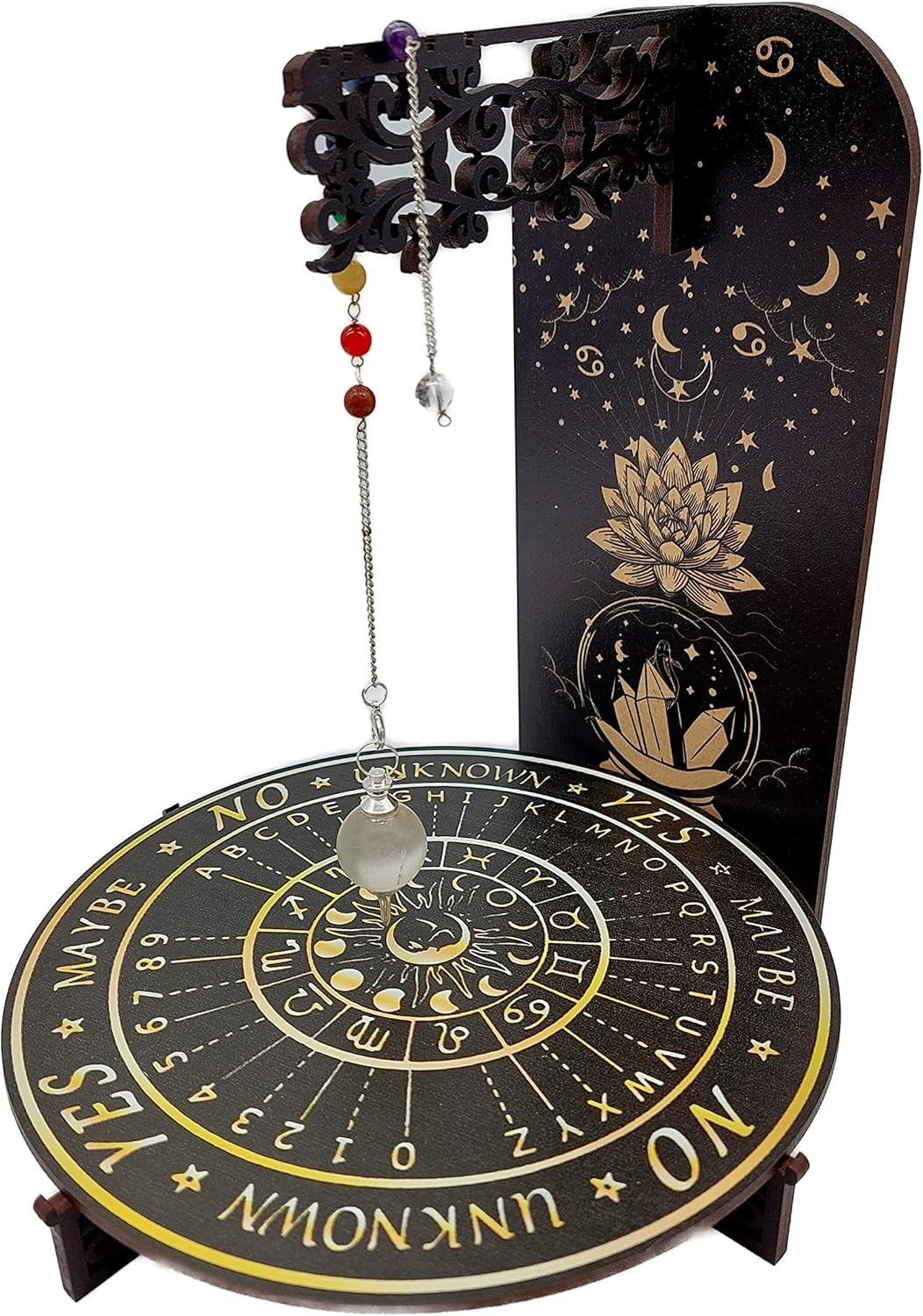 Handgefertigtes Vintage Pendel Set 7 Chakra Edelsteine Quarz Kristall | Metaphysik Esoterik Hexerei