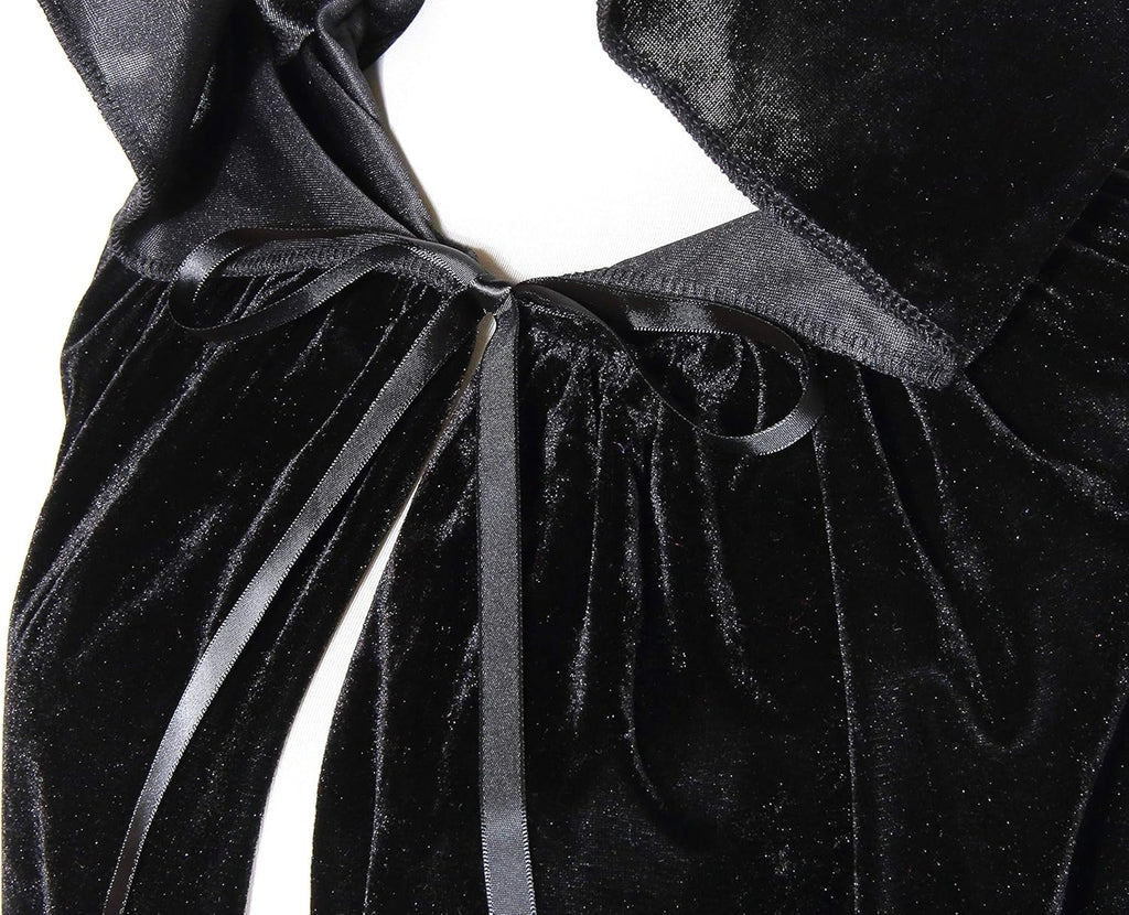 BIGXIAN Long Hooded Cloak Velvet Cape Witch Costume Halloween Costumes for Women Men