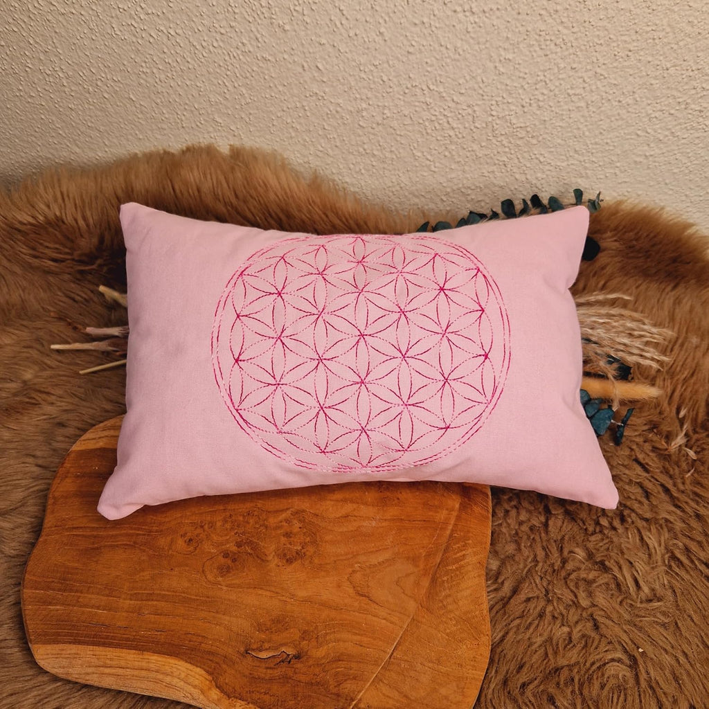 Small Cushion - Meditation - Yoga - Flower of Life - Pink