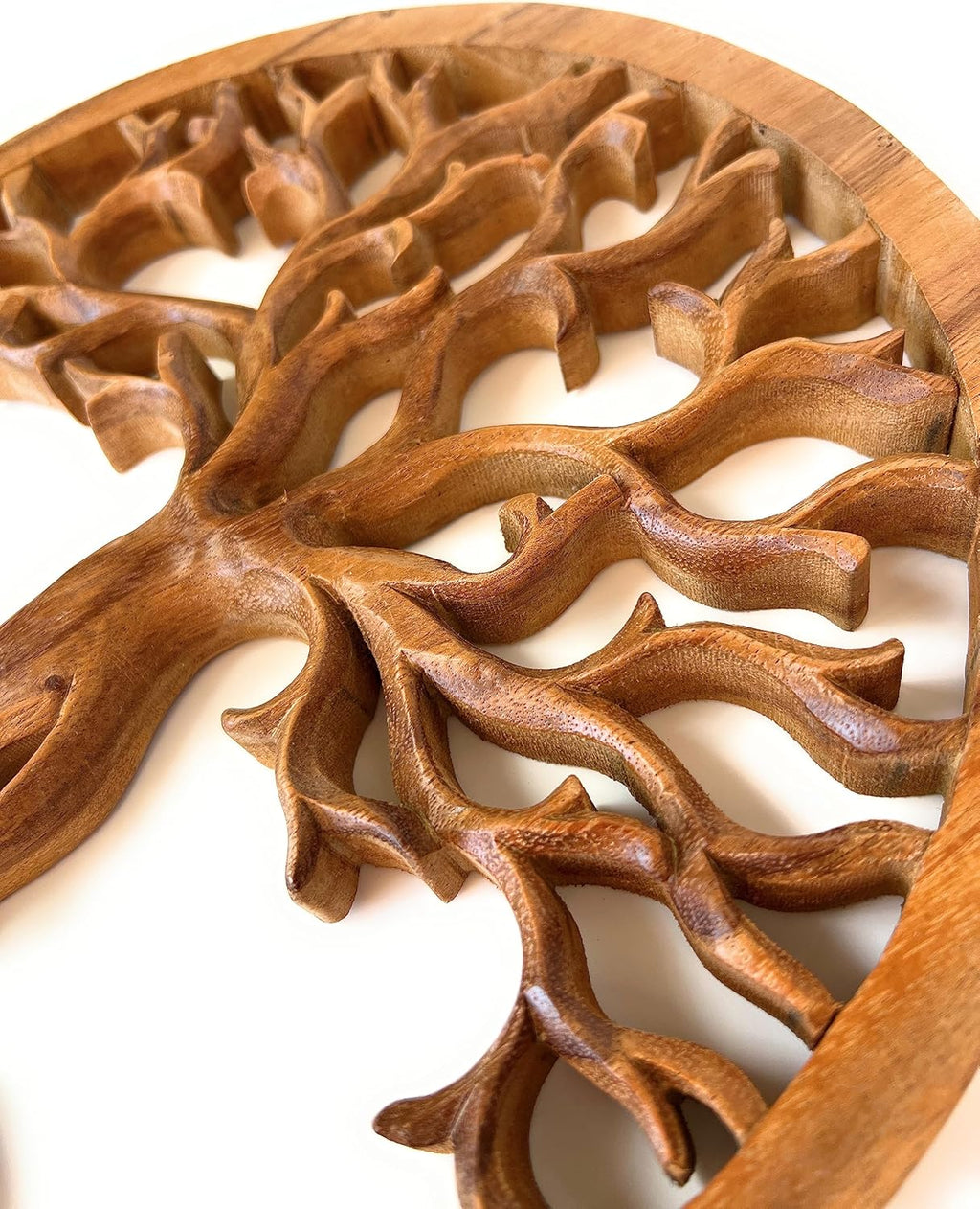 Trintura Lebensbaum Wanddeko Holz – 20 cm Baum des Lebens aus Akazienholz – Wikinger Deko, Wandbild Holz, Wandskulptur, Naturholz Deko, Tree of Life, Wandbild Geschenkidee