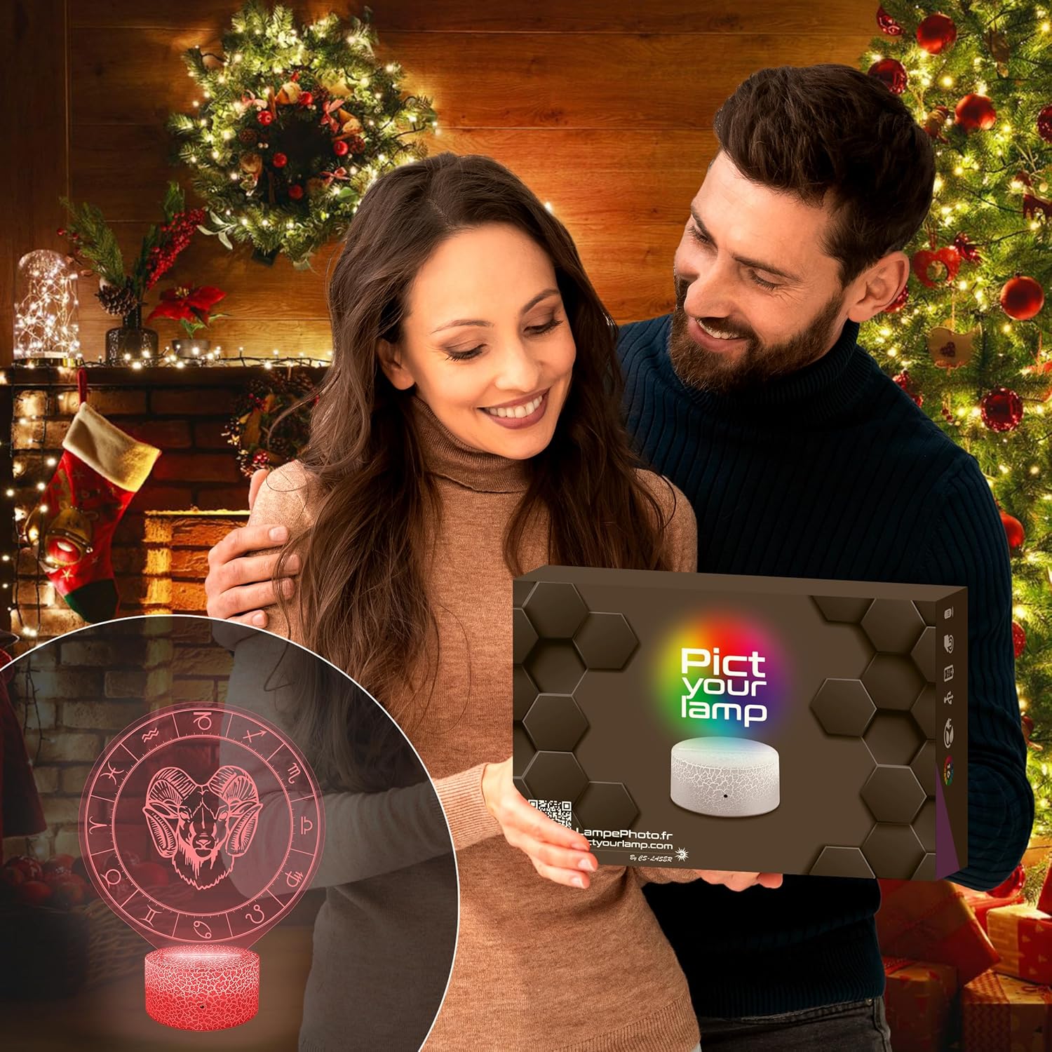 Nachttischlampe - Touch-Nachtlicht Sternzeichen - Widder 3D-LED-Lampe Illusion, Geschenkidee Weihnachten Geburtstag Junge und Mädchen Nachttischlampe Kinder- oder Erwachsenenzimmer