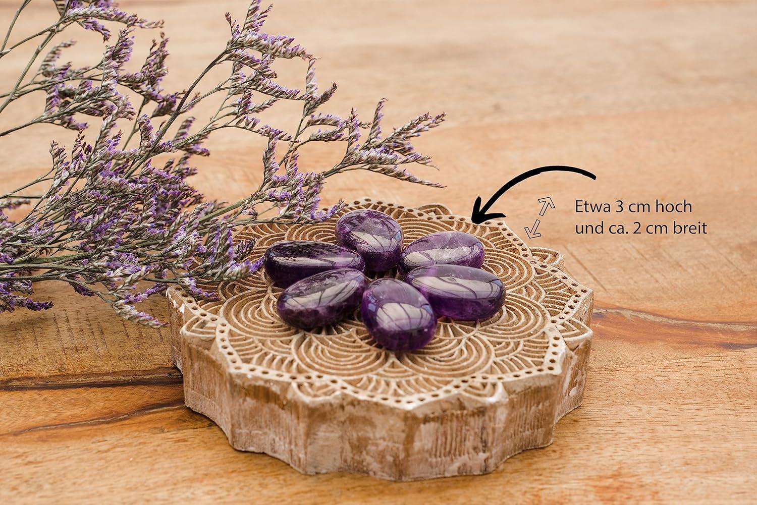 Lebensquelle Plus Amethyst Tropfenanhänger | Gebohrter Trommelstein Tropfen Anhänger mit Baumwollband | Hochwertiger Edelsteinanhänger