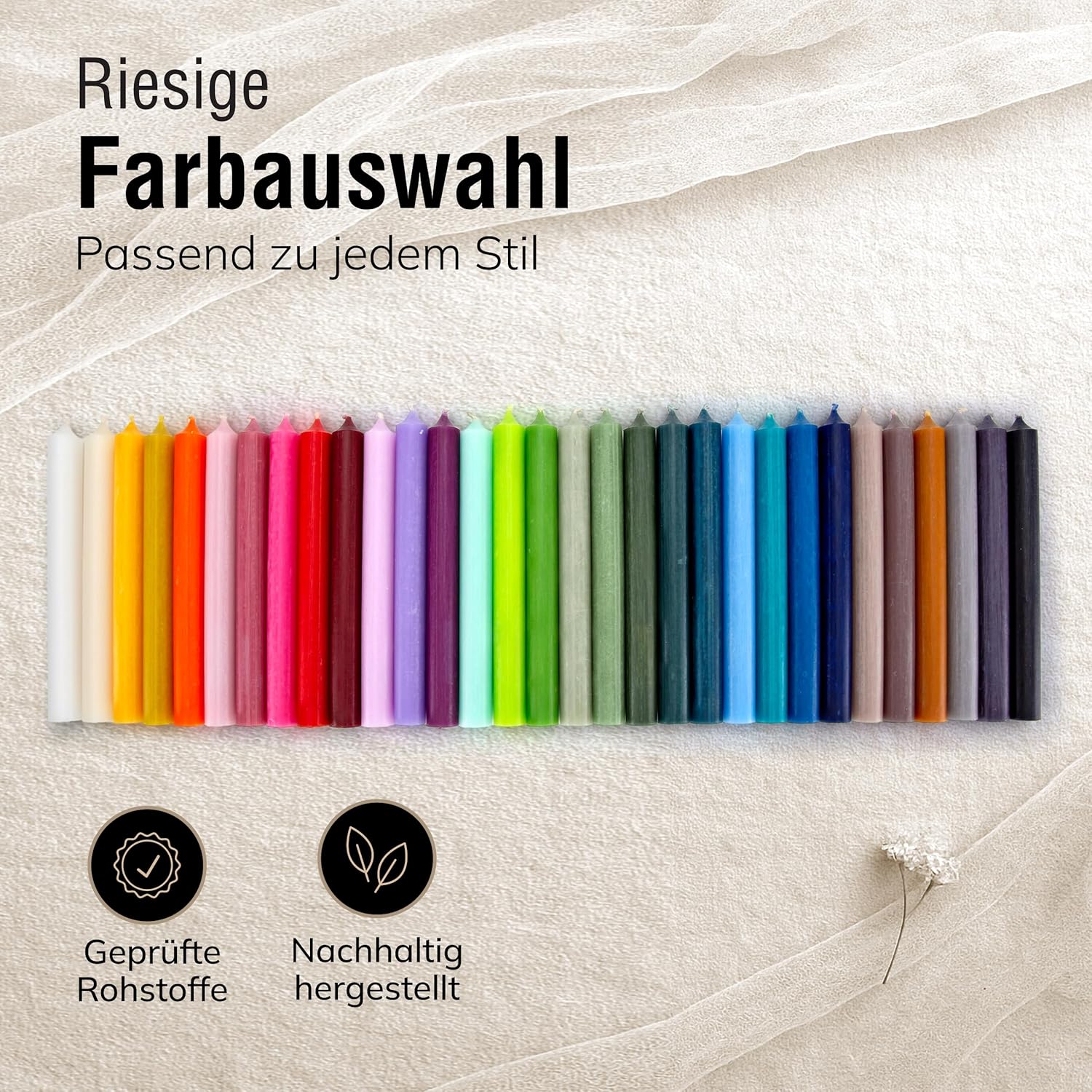 Bunte Stabkerzen Durchgefärbte, 10 Stück, 180mm x 22mm, Spitzkerzen, 8+ Stunden Brenndauer, Made in Germany - Ohne Tropfen & Rußen - Unparfümierte und RAL-Zertifizierte Tafelkerzen (Jade Grün)