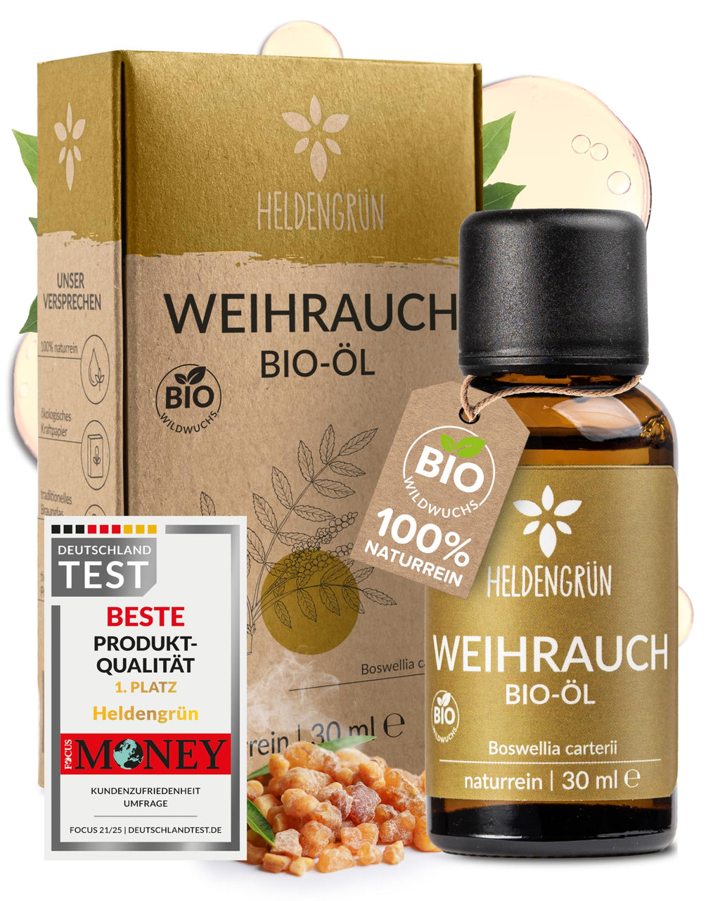 Heldengrün® BIO Orangenöl [100% NATURREIN] Kaltgepresst aus echten Orangen - Orangenöl zum Verzehr - Ätherisches Öl - Duftöl Orange Oil