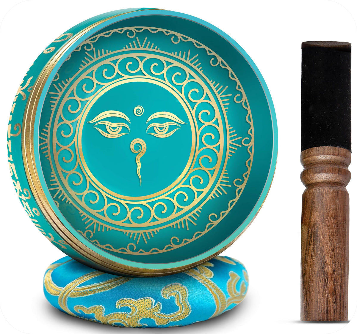 Premium Tibetan Singing Bowl Set – Handmade in Nepal Sound & Meditation Bowl – Spiritual Decor for Yoga, Wellness Spaces & Relaxation by Himalayan Bazaar (Brown & Red)