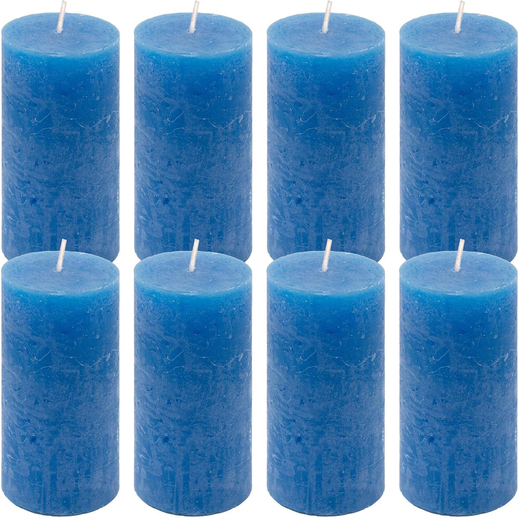 Rustic Candle Height 10 cm Diameter 5 cm Long Burning Time Round Candle Pillar Candles Candle Decoration Table Candles Christmas Candles Wedding Decoration (Blue, 8)