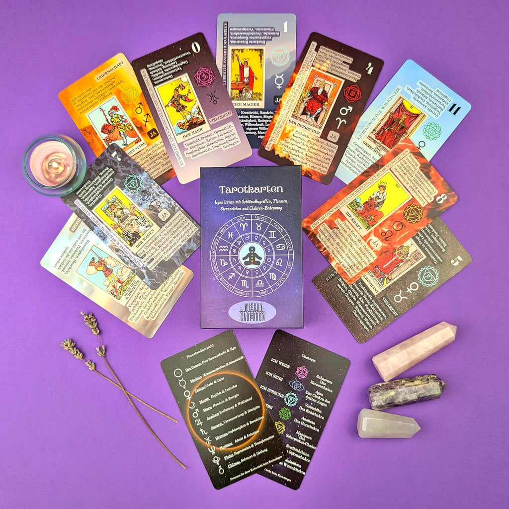 Witchy Cauldron Tarotkarten Legen Lernen, Tarot-Karten für Anfänger, Kein Handbuch Erforderlich, Einfaches und Schnelles Tarotdeck mit Deutschen Bedeutungen auf Ihnen