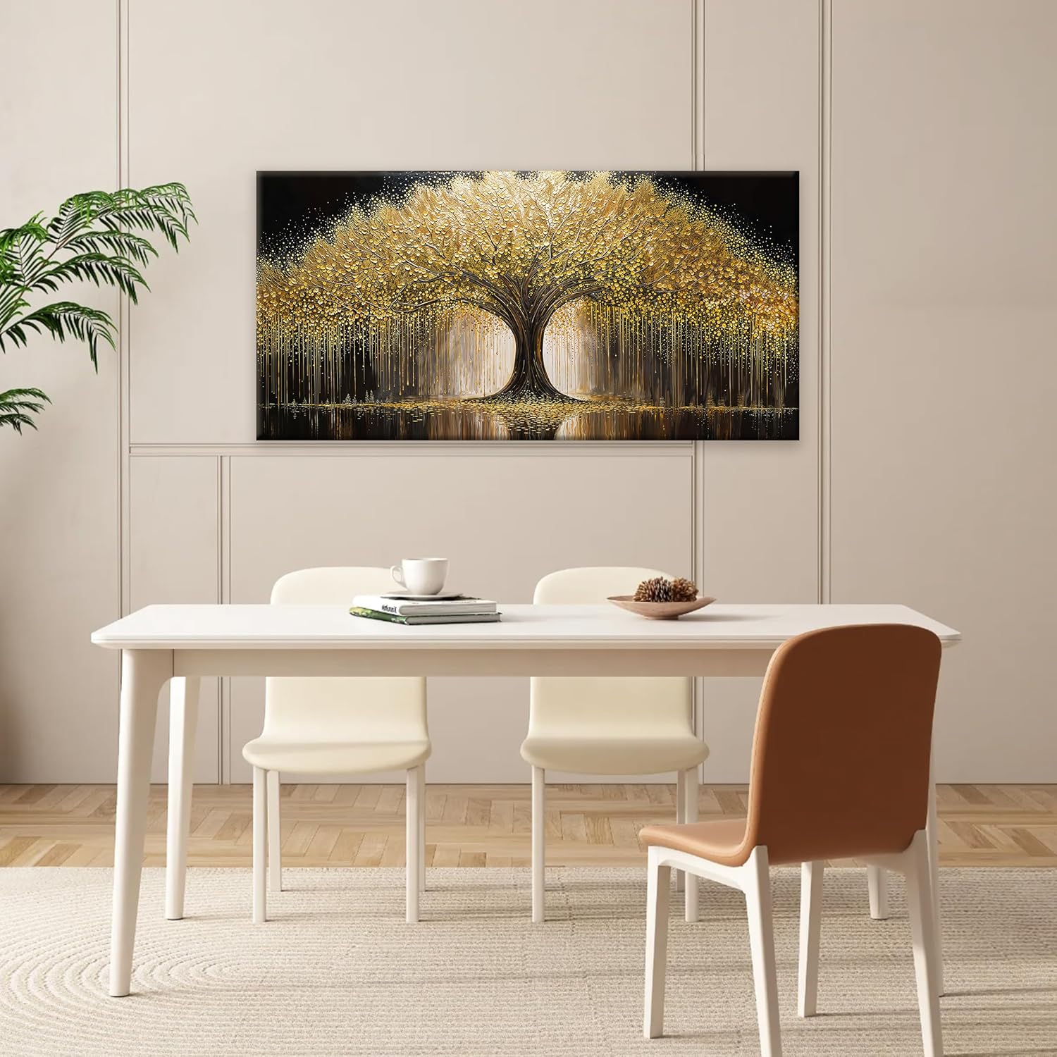 Golden Tree Of Life Wall Art Decor Modern Art Wall Decor Ready To Hang Artwork Canvas Wall Art For Bedroom Living Room Bathroom Office Kitchen Canvas Prints 20x40 Inch