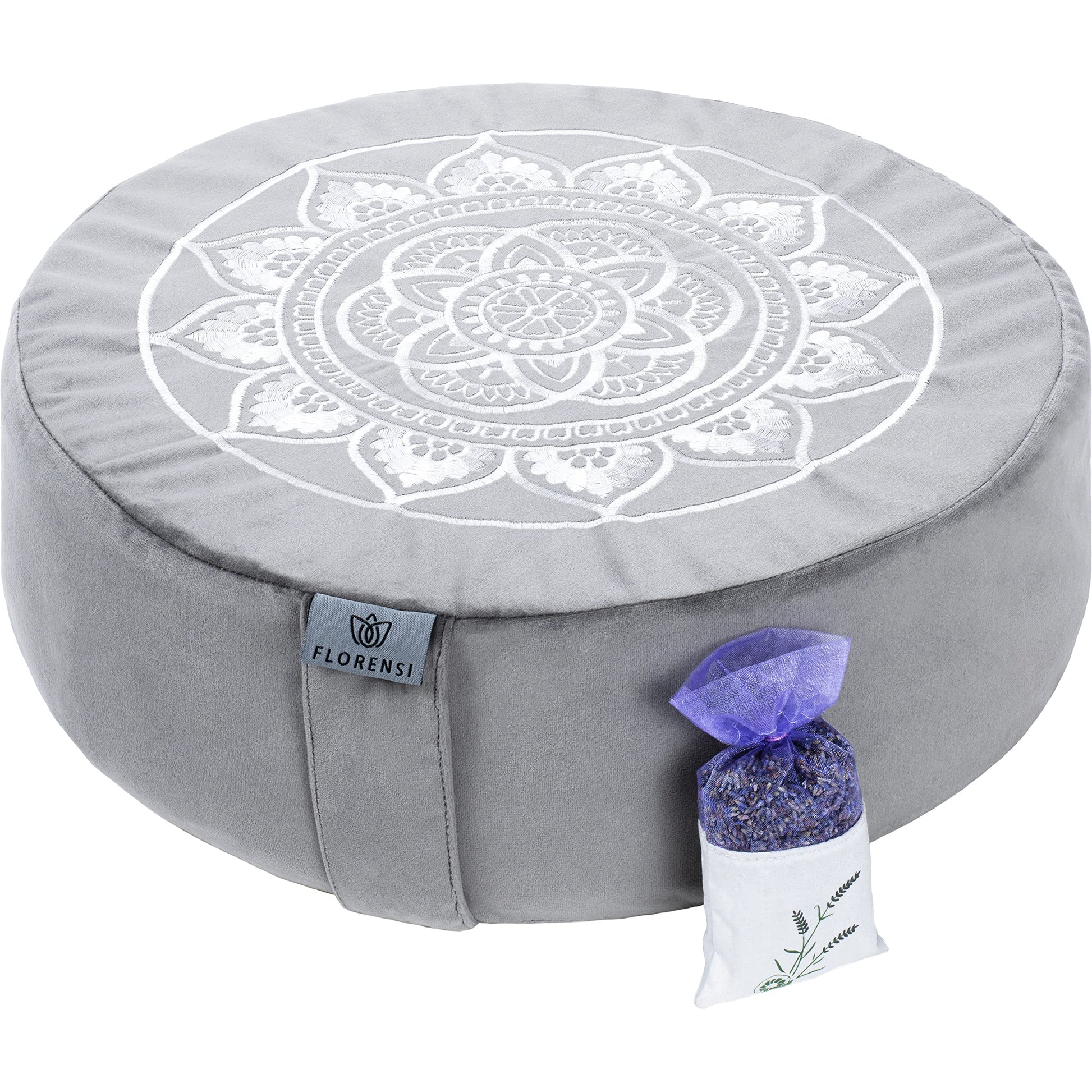 Florensi Meditation Cushion - Comfortable Floor Pillow - Traditional Tibetan Meditation Pillow with Beautiful Velvet Cover - Large Floor Cushion Seating for Adults - Premium Yoga Buckwheat Bolster