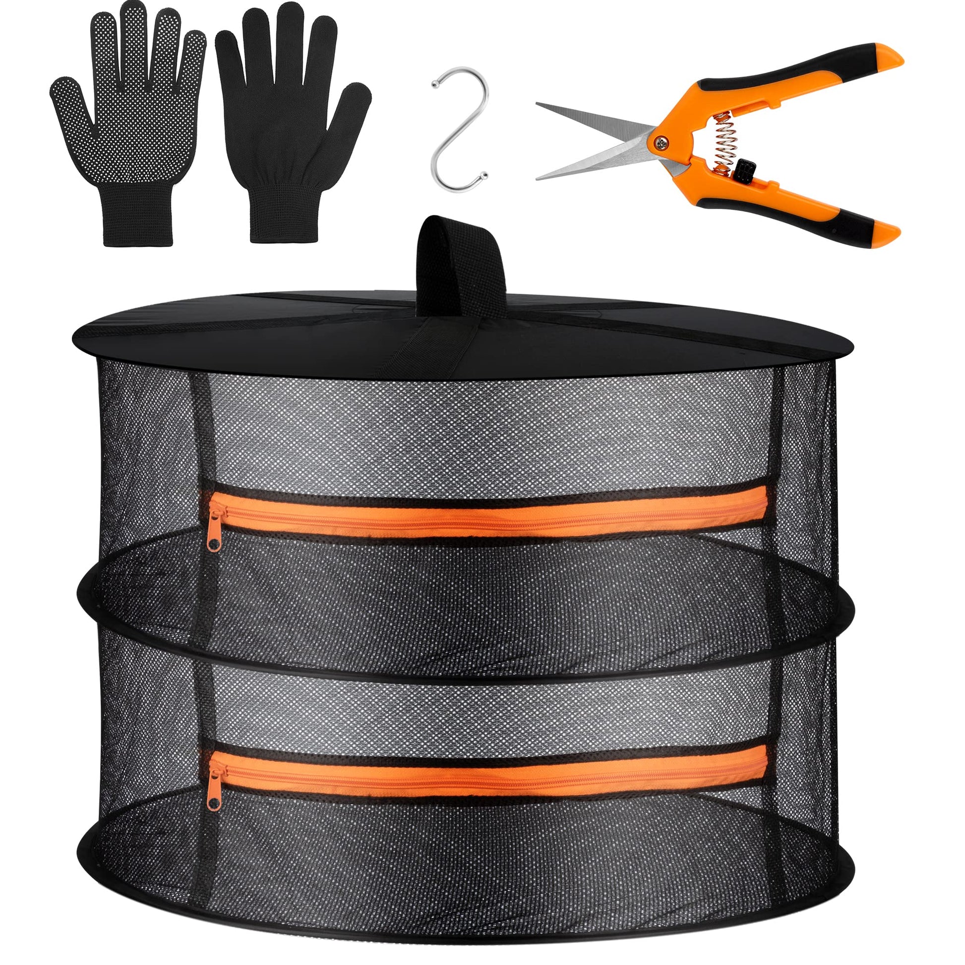 Desy & Feeci Tockennetz Kräuter 4-lagiger Hängendes Kräuter Trockengestell Trockennetz mit Reißverschlüssen, Schwarz, 60x80cm