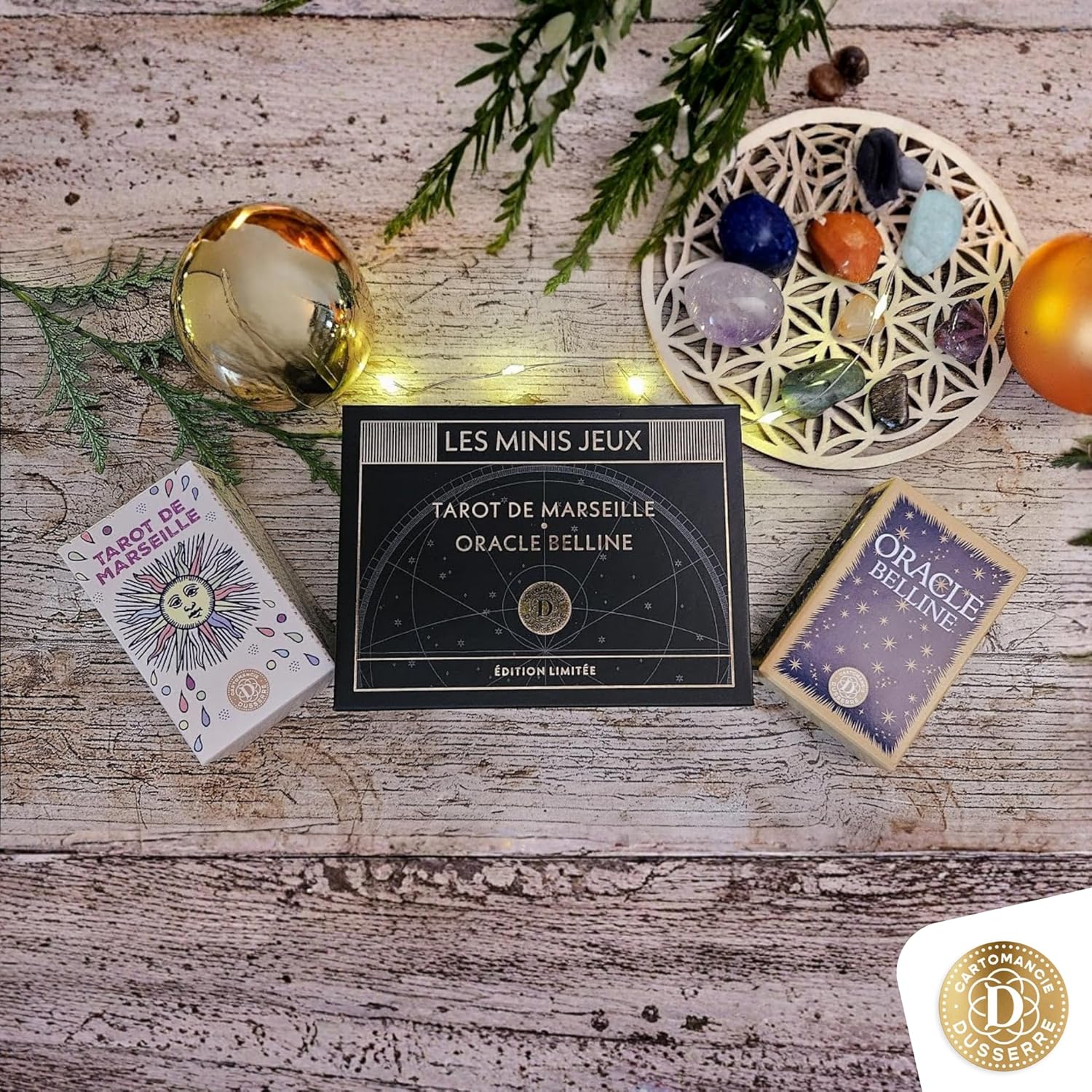 Dusserre - Minis Tarot Games Marseiller & Oracle Belline | Collectible Box Cartomancie | Limited Edition | Oracle and Tarot Fortune Telling | Hard Case