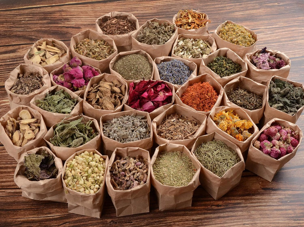 Dried Herbs for Witchcraft Supplies and Tools - 30 Wiccan Herbs for Protection, Herbal Magic, Spells, Wiccan Altar Bugs - Crystal Spoon Included