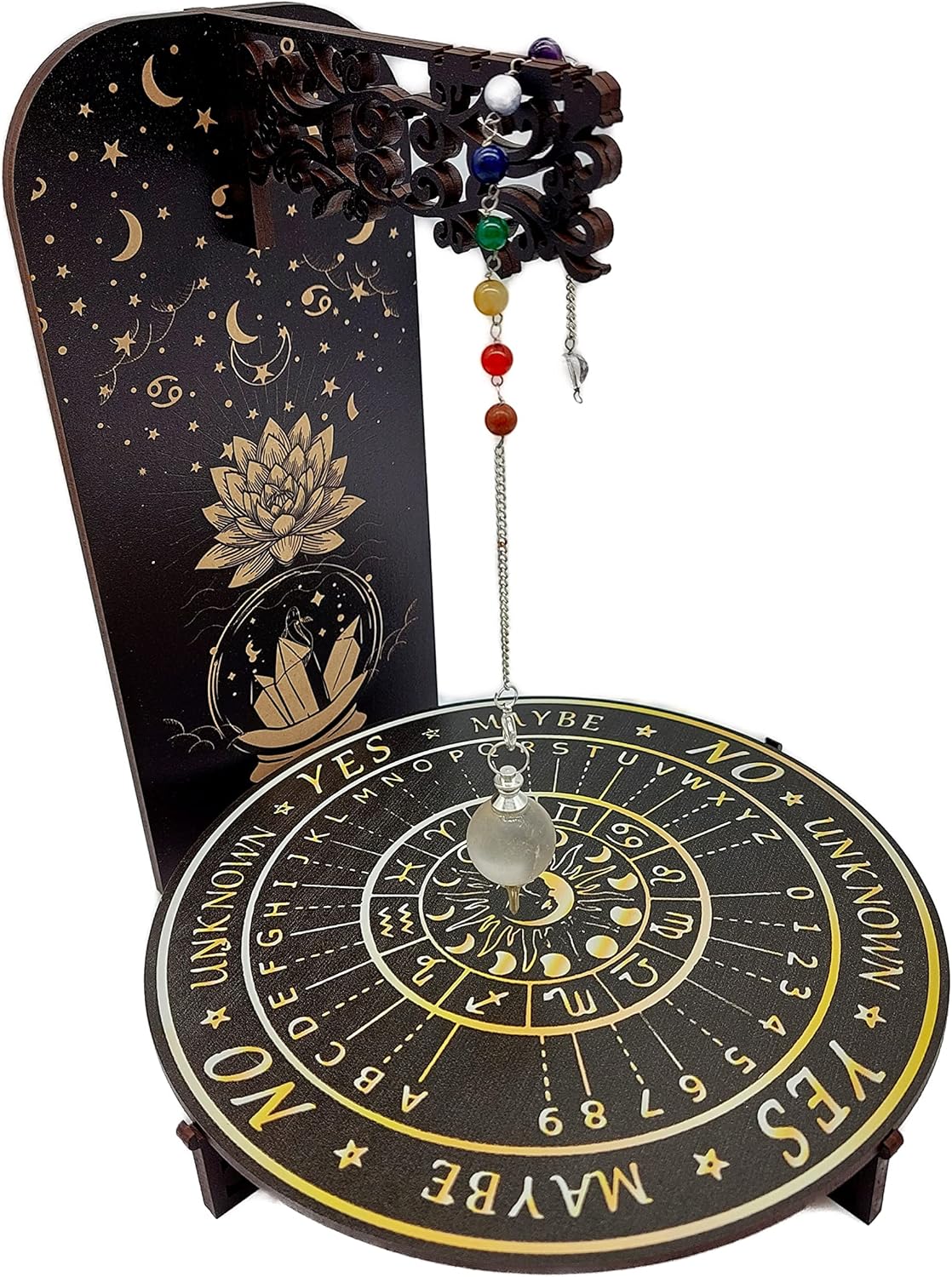 Handgefertigtes Vintage Pendel Set 7 Chakra Edelsteine Quarz Kristall | Metaphysik Esoterik Hexerei