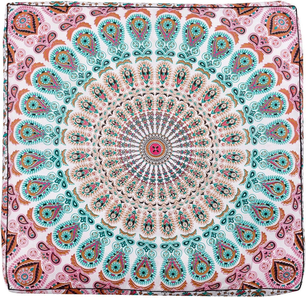 Popular Handicrafts Floor Pillow Cushion Cover - Indian Hippie Mandala Square Ottoman Daybed Oversized Cotton Cushion Cover with Heavy Duty Zipper - Dog-Pets Bed, 35" Multicolor