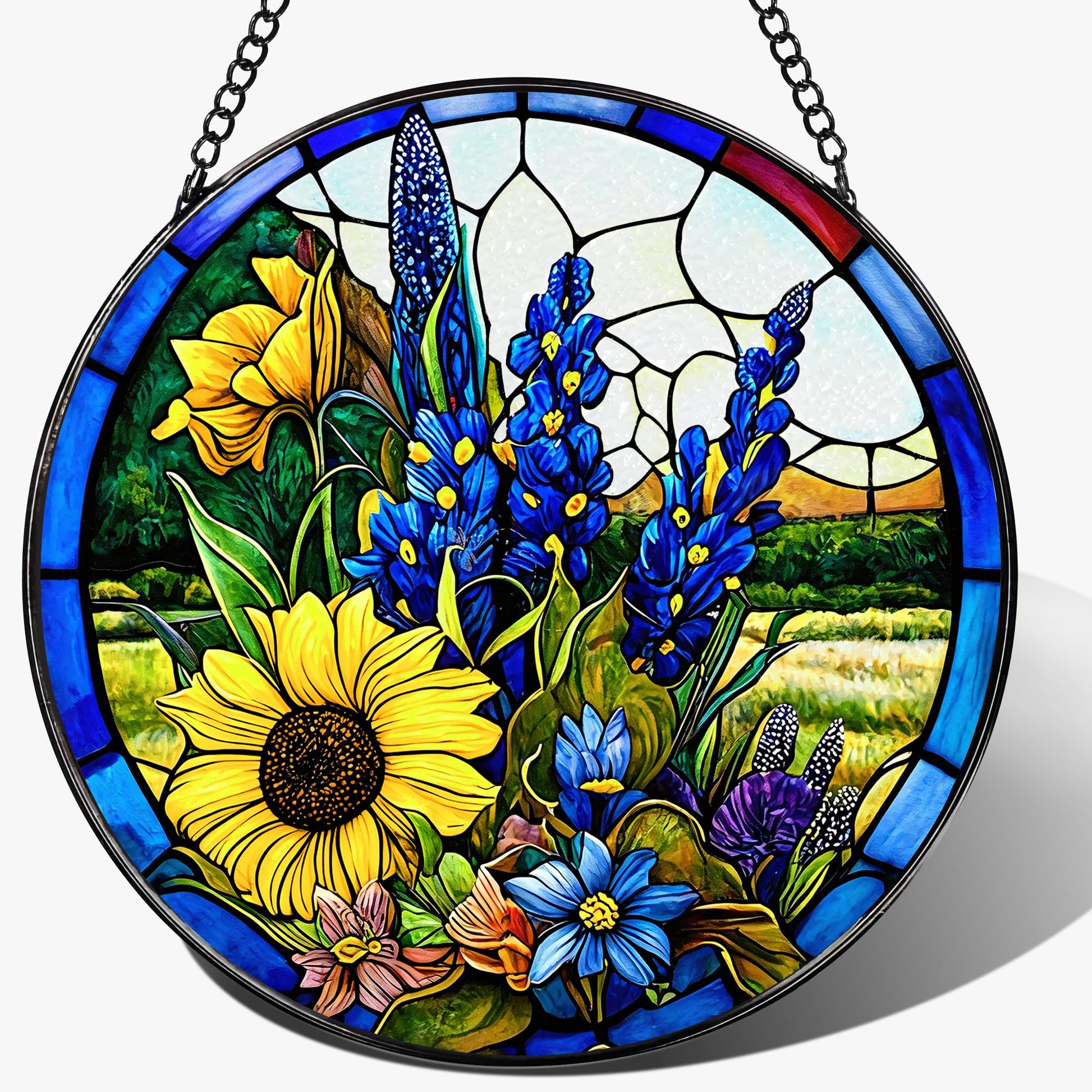 Stained Glass Window Hanging, 7.8 Inch Yoga Stained Glass Suncatcher, Boho Window Hanging Decor, Yoga Decor, Spiritual Healing Gift, Great Gift Ideas, Gifts for Women, Gifts for Christmas & Holiday